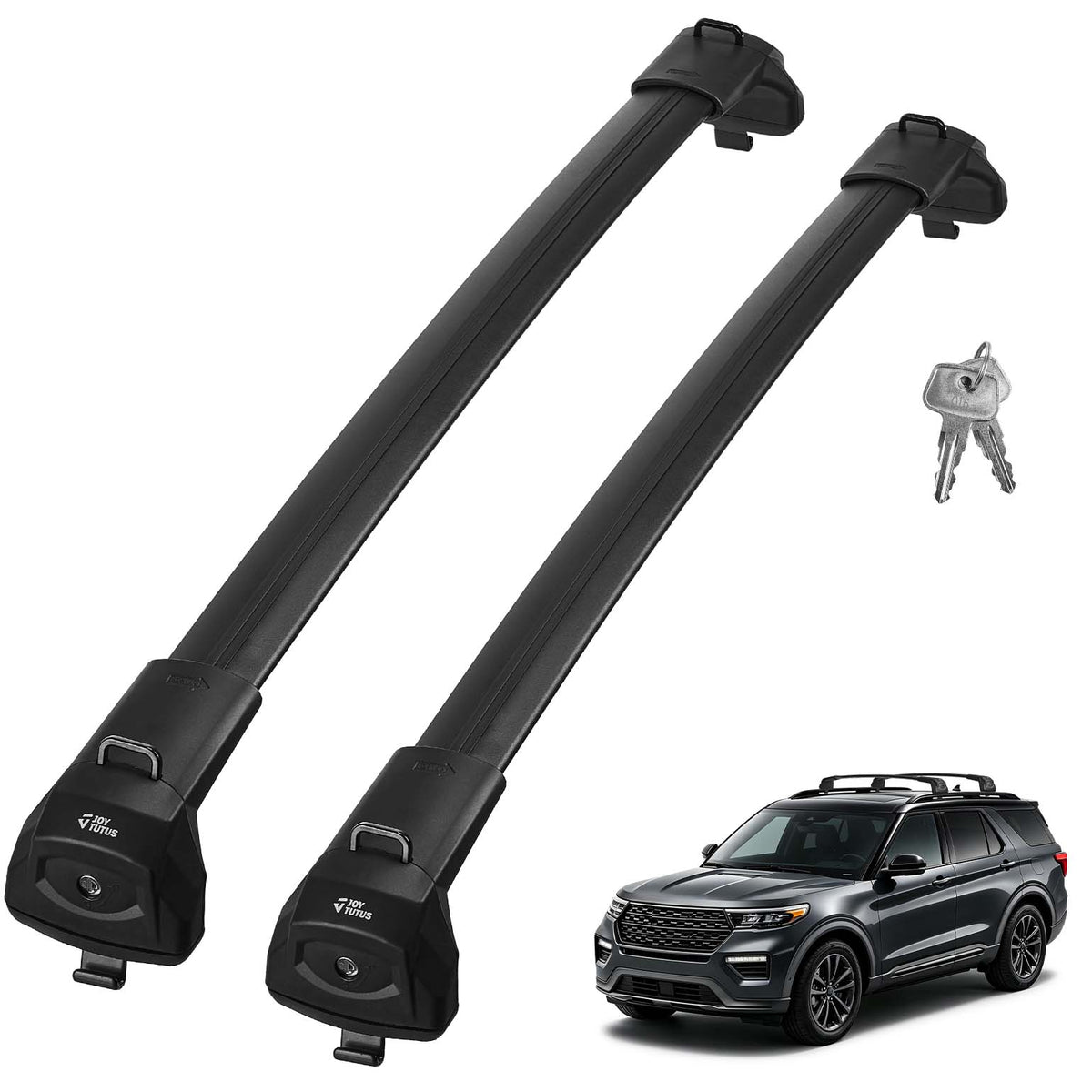 Roof Rack Cross Bars for Ford Explorer 2020–2026 | 300 lbs, Lockable Aluminum Bars with Hidden Tie-Downs