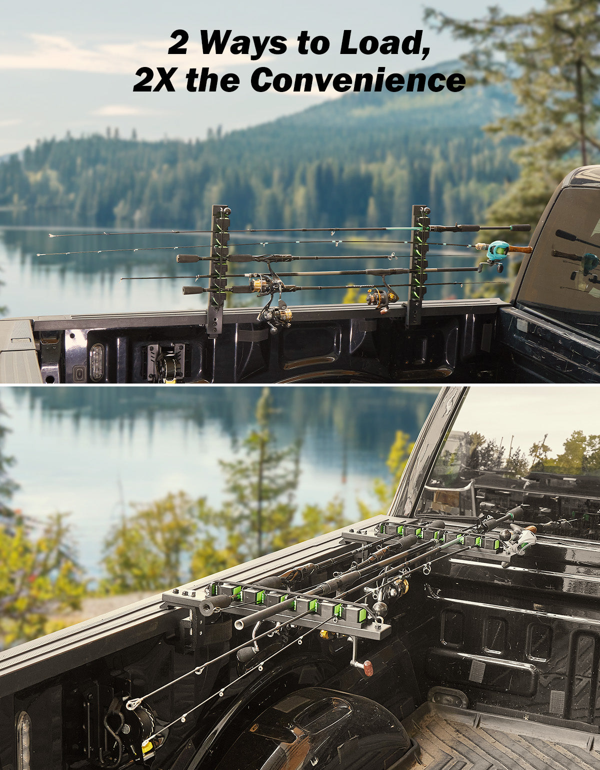 Truck Bed Fishing Rod Holder, Holds Up to 6 Rods
