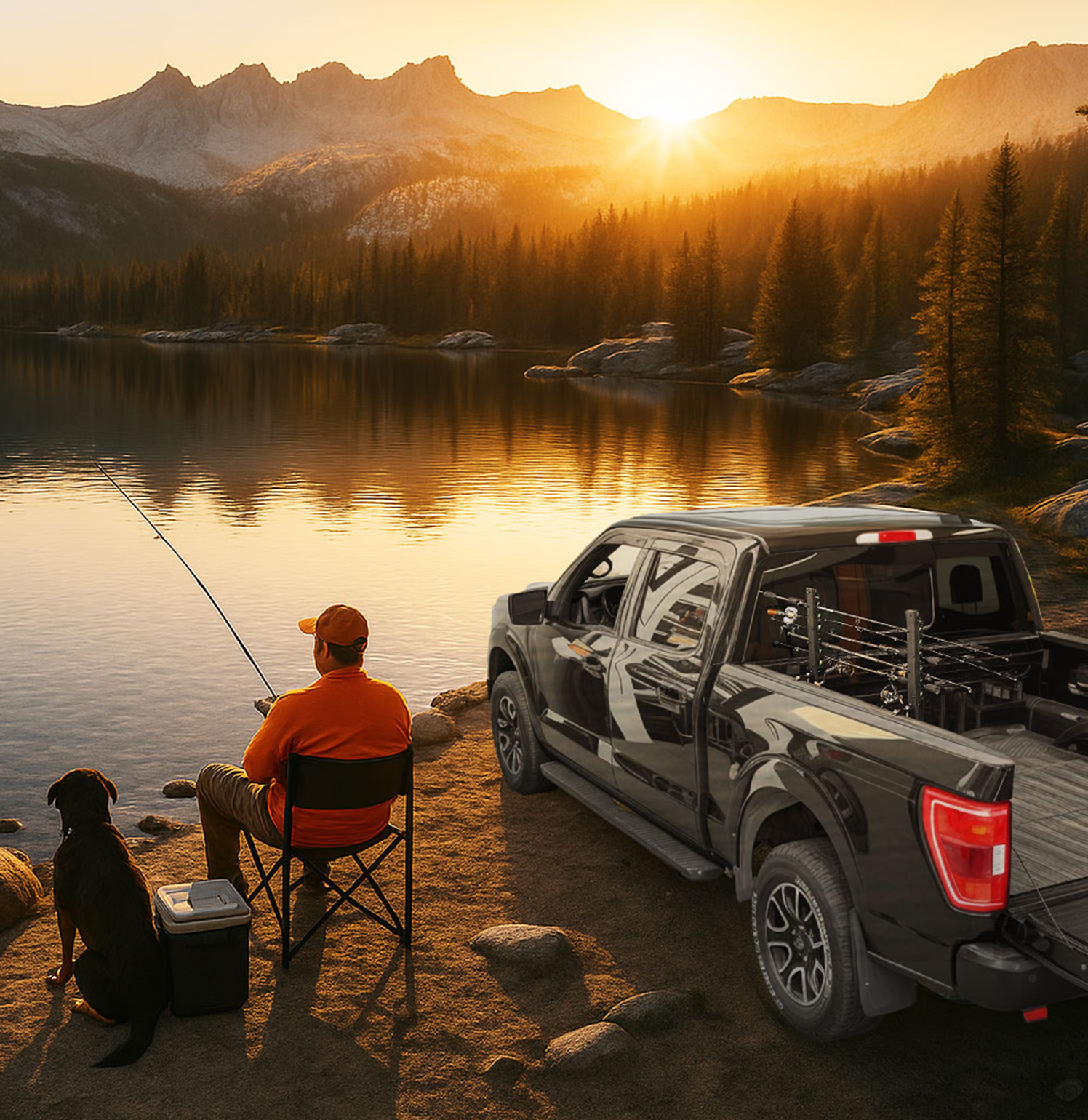 Truck Bed Fishing Rod Holder, Holds Up to 6 Rods