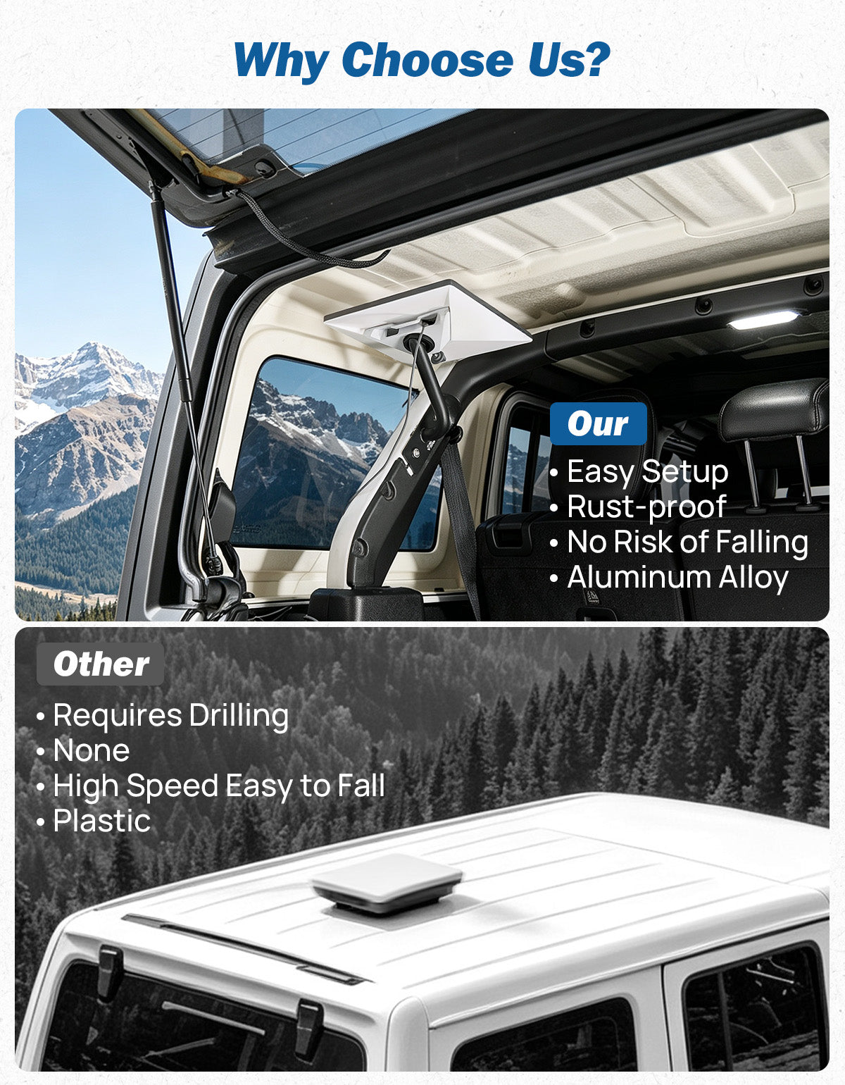 Starlink Mini Mount for Jeep Wrangler JLU 4-Door (2018–2026) Hard Top