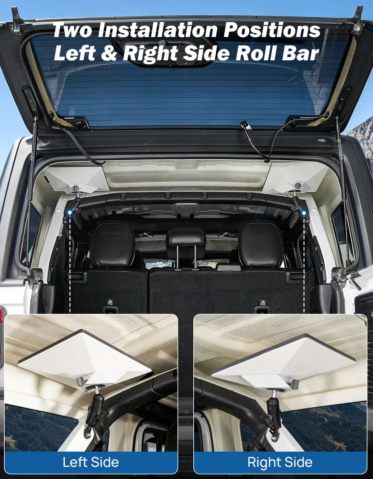 Adjustable Dual-Ball Starlink Mini Interior Mount for Wrangler JKU/JLU 4-Door Hardtop