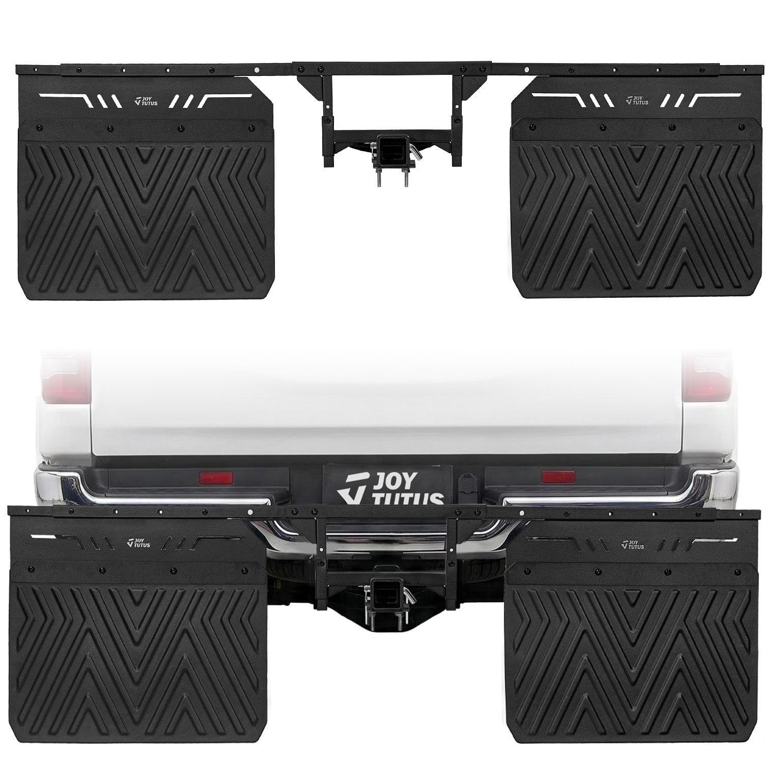 Hitch Mud Flaps for 2.5" Receiver — Adjustable Width 66–97", Heat Deflector Shield