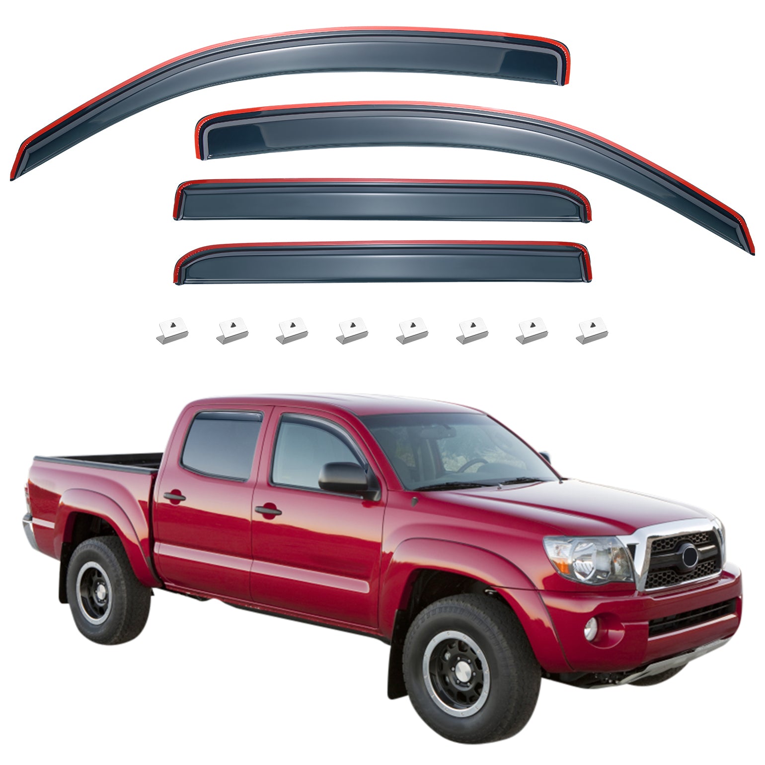 In-Channel Rain Guards for Toyota Tacoma Double Cab 2005–2015