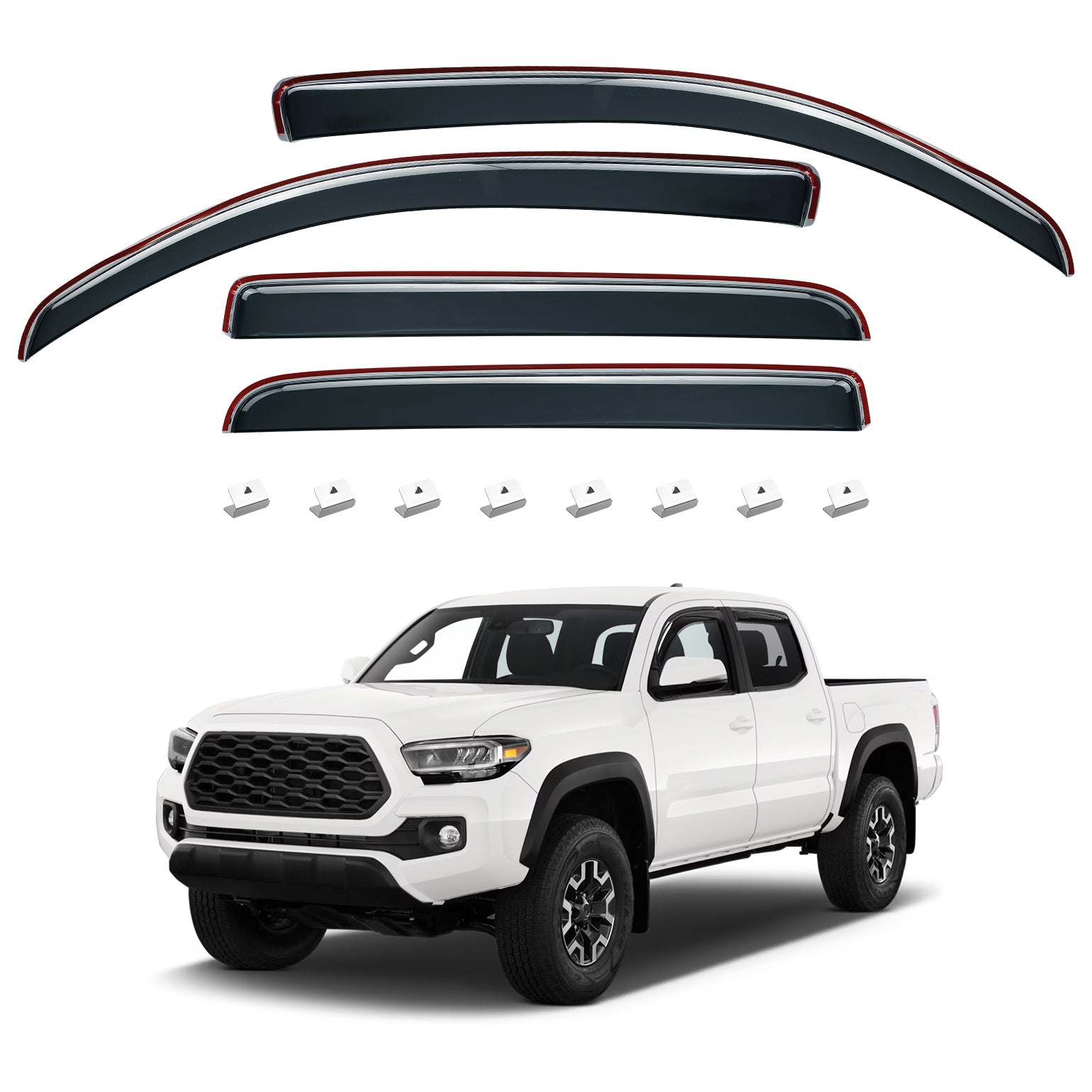 Tacoma Rain Guards 2016–2023 Double Cab – In-Channel Window Deflectors