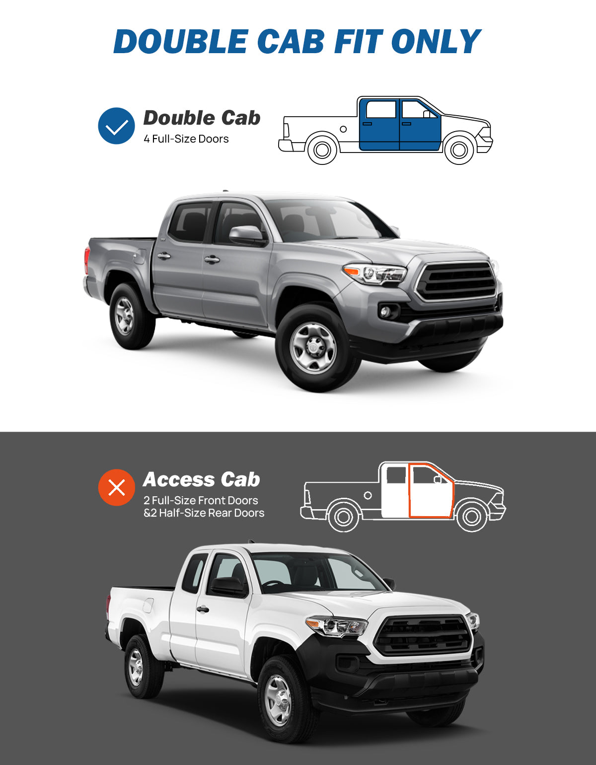 Tacoma Rain Guards 2016–2023 Double Cab – In-Channel Window Deflectors