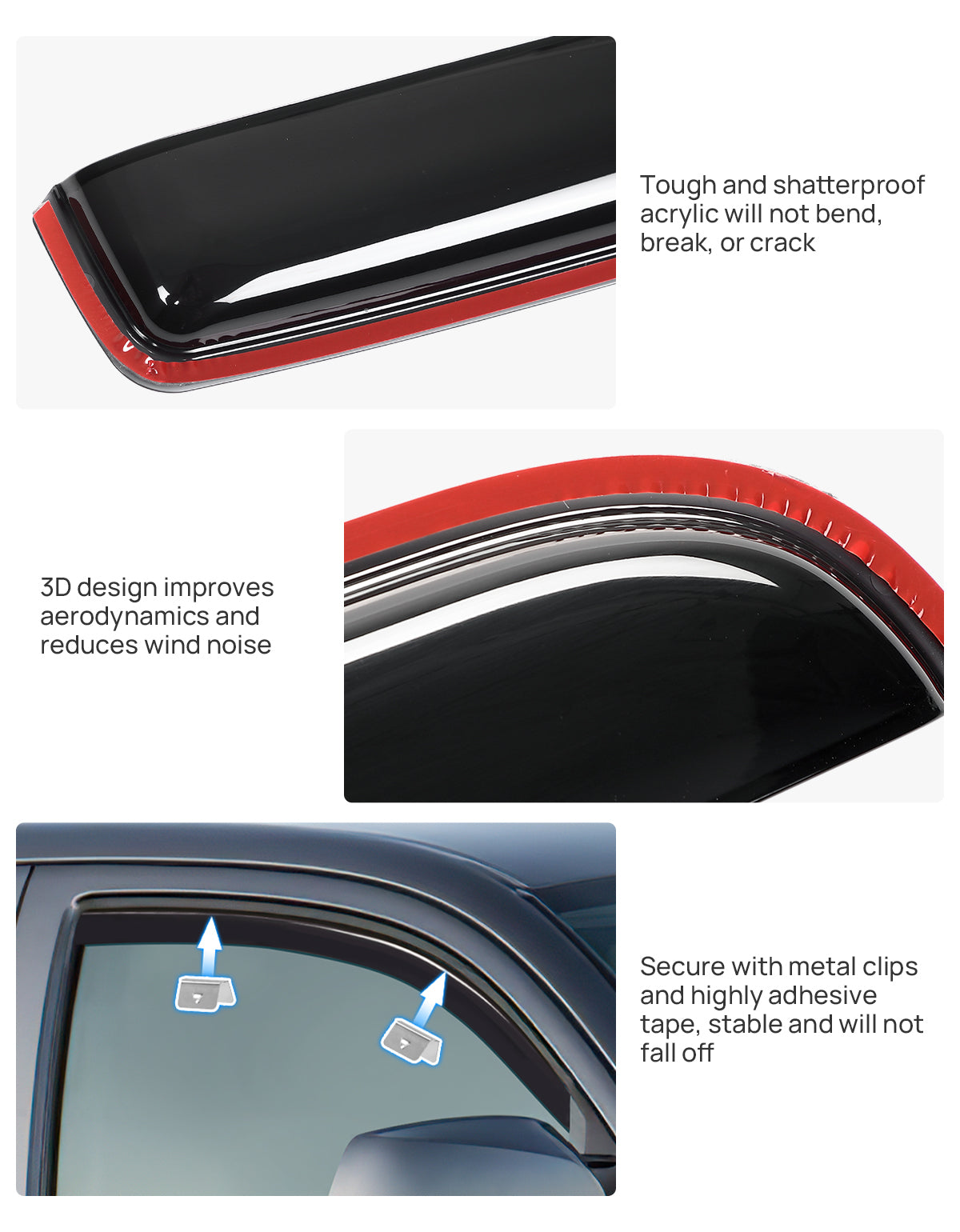 Tacoma Rain Guards 2016–2023 Double Cab – In-Channel Window Deflectors