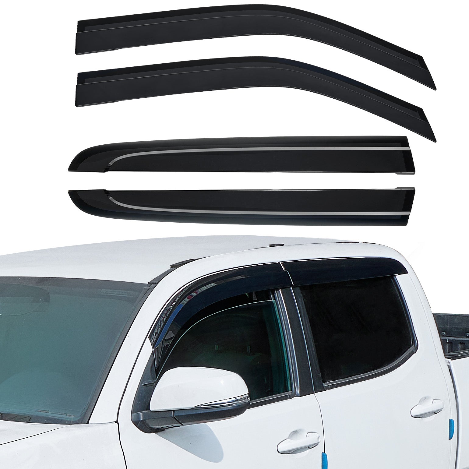 Rain Guards for Tacoma 2016–2023 Double Cab – Low Profile Window Deflectors