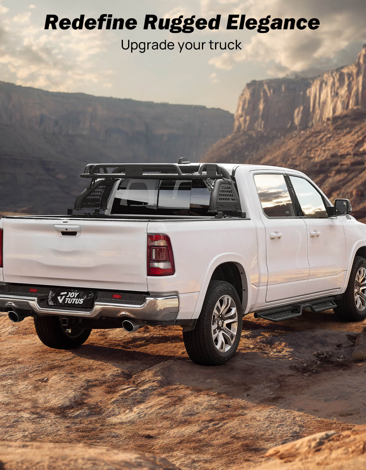 Roll Bar with Cargo Basket for Full-Size Trucks, Extendable Chase Rack