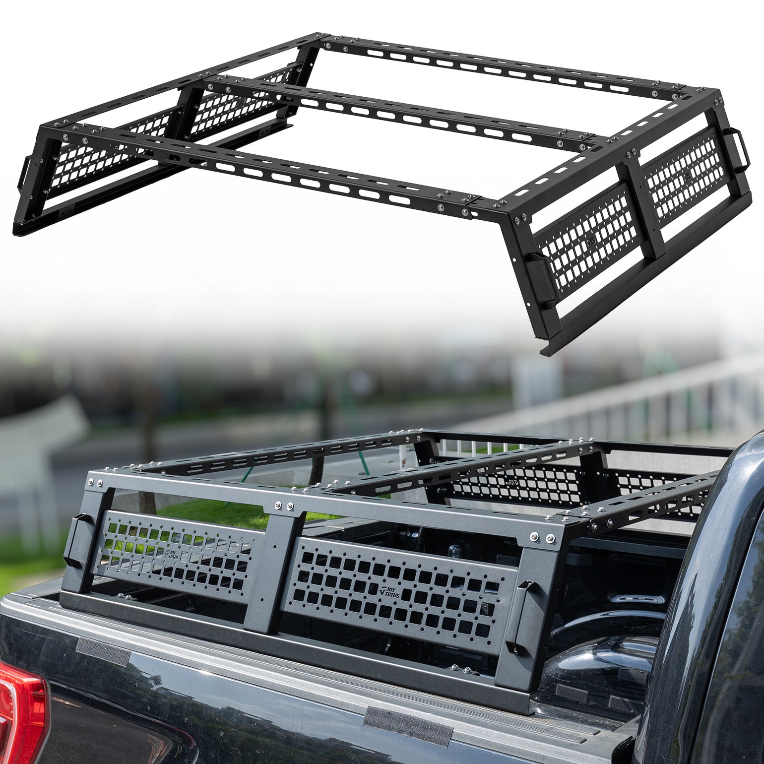Full Size Truck Bed Rack for Overland & Rooftop Tent, Adjustable No-Drill Bed Rack