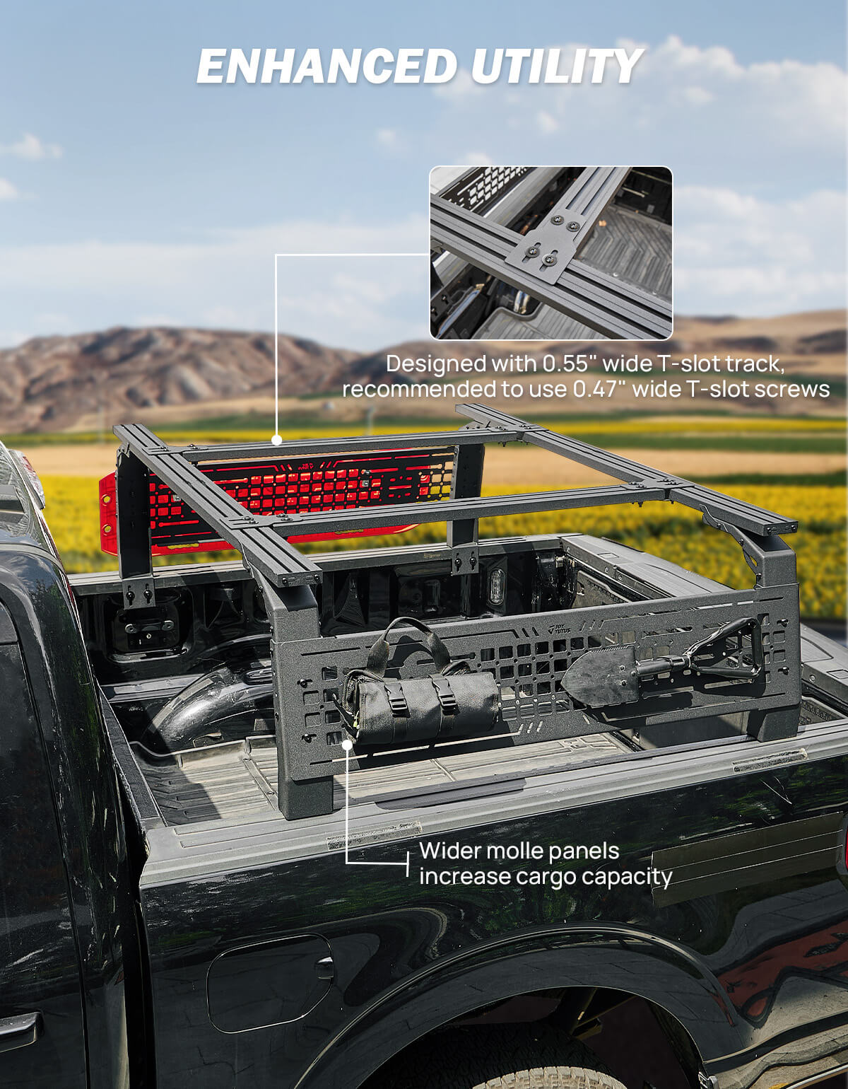 Adjustable 16.5–21.2" Truck Bed Rack for Full & Mid-Size Pickups