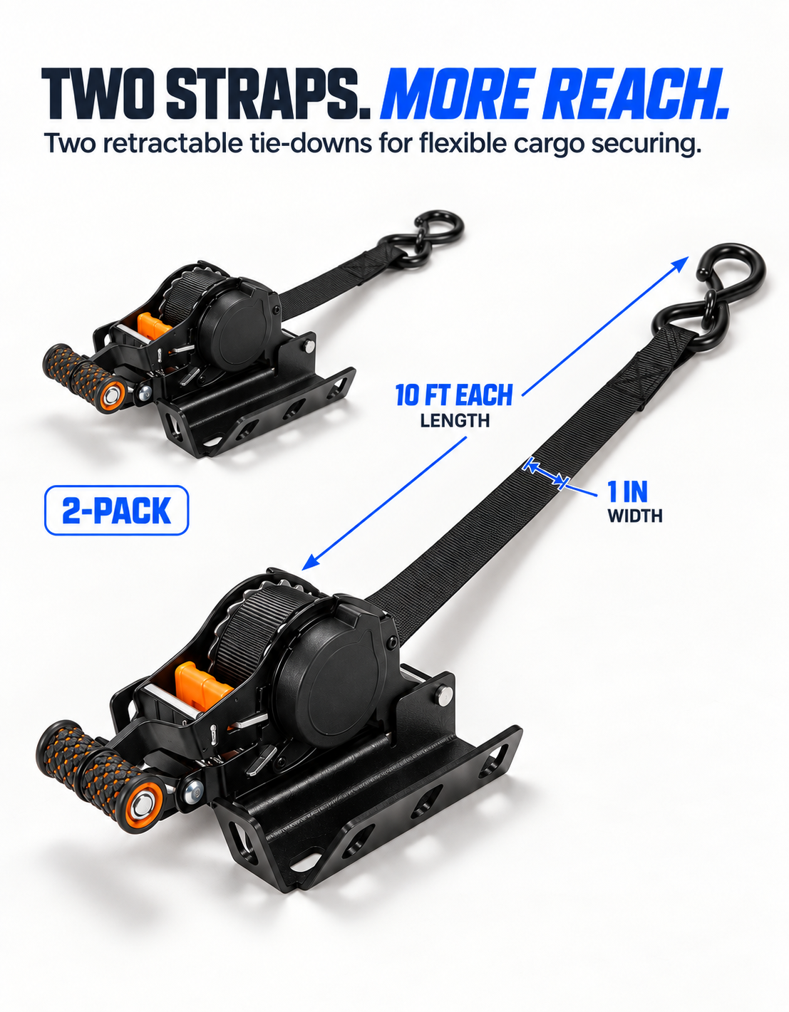 Retractable Ratchet Straps for Ford F-150 2015–2026, 2-Pack