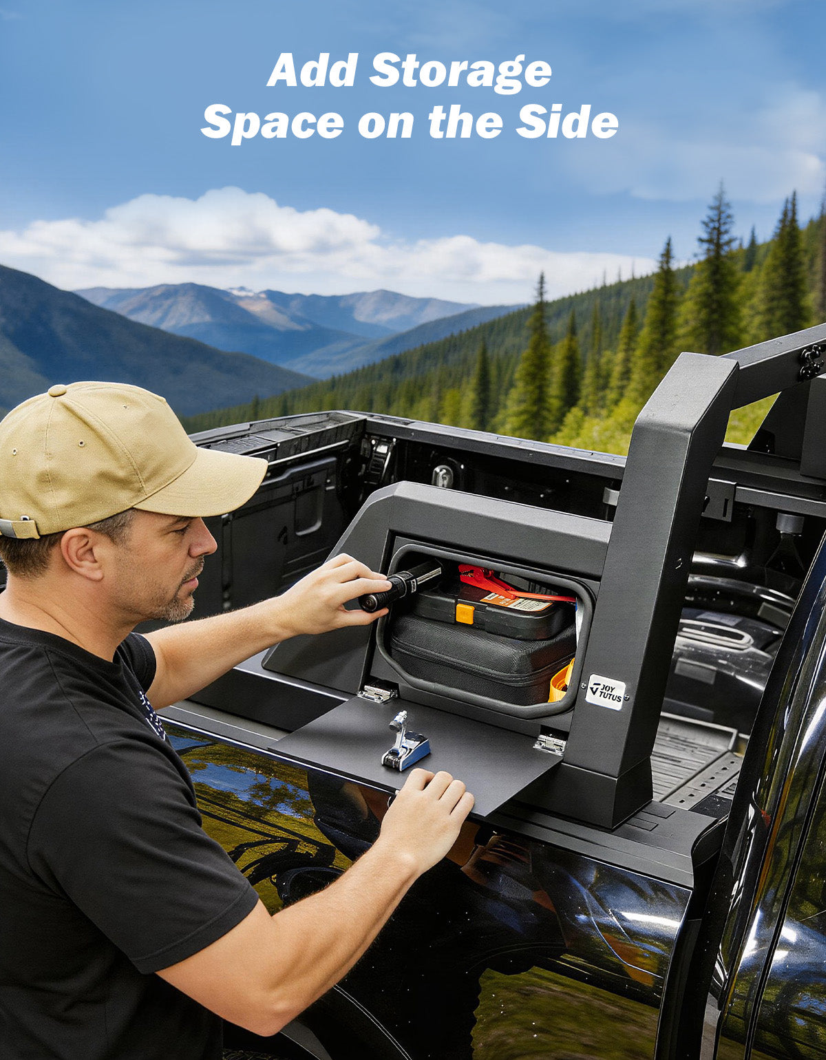 Roll Bar with Lockable Storage Boxes for Full-Size Trucks – Compatible with F150, Silverado, Ram & Tundra