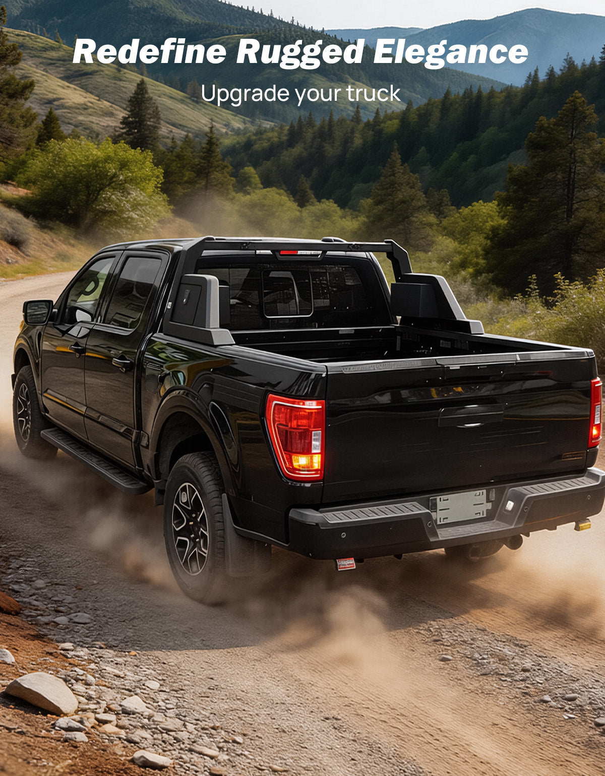 Roll Bar with Lockable Storage Boxes for Full-Size Trucks – Compatible with F150, Silverado, Ram & Tundra