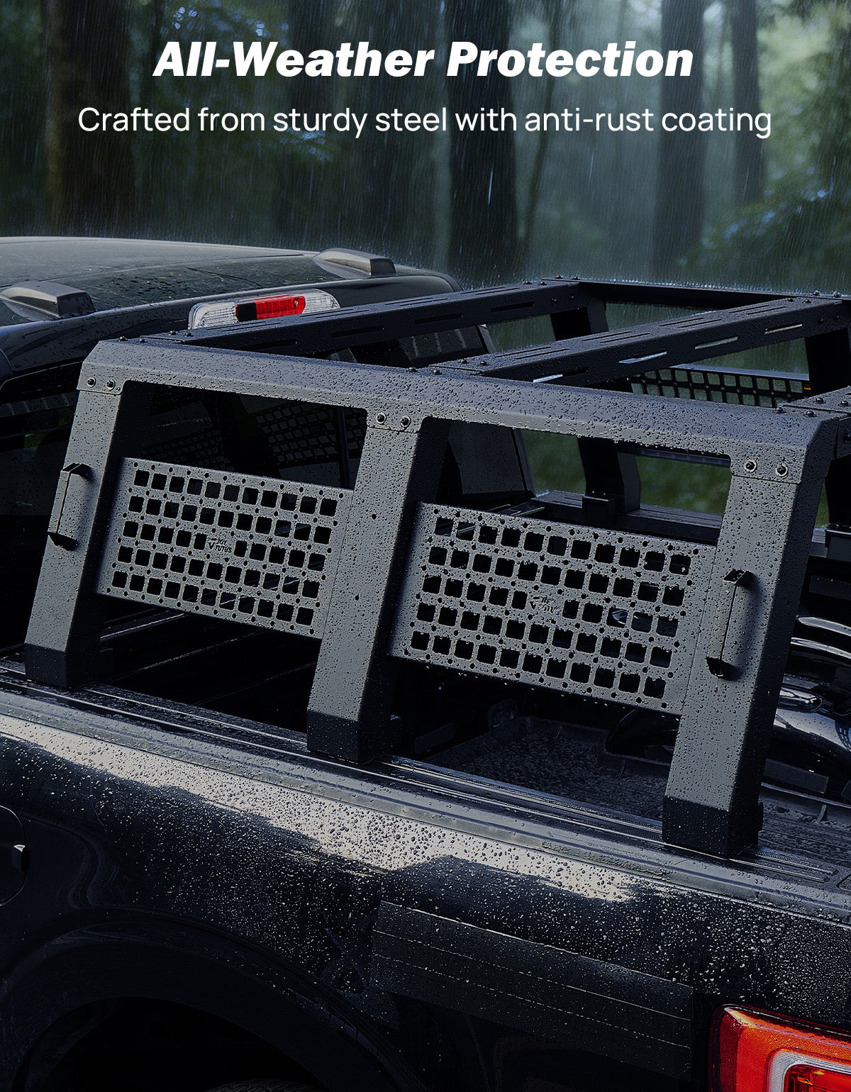 18.8" Full-Size Overland Truck Bed Rack with LED Brake Light