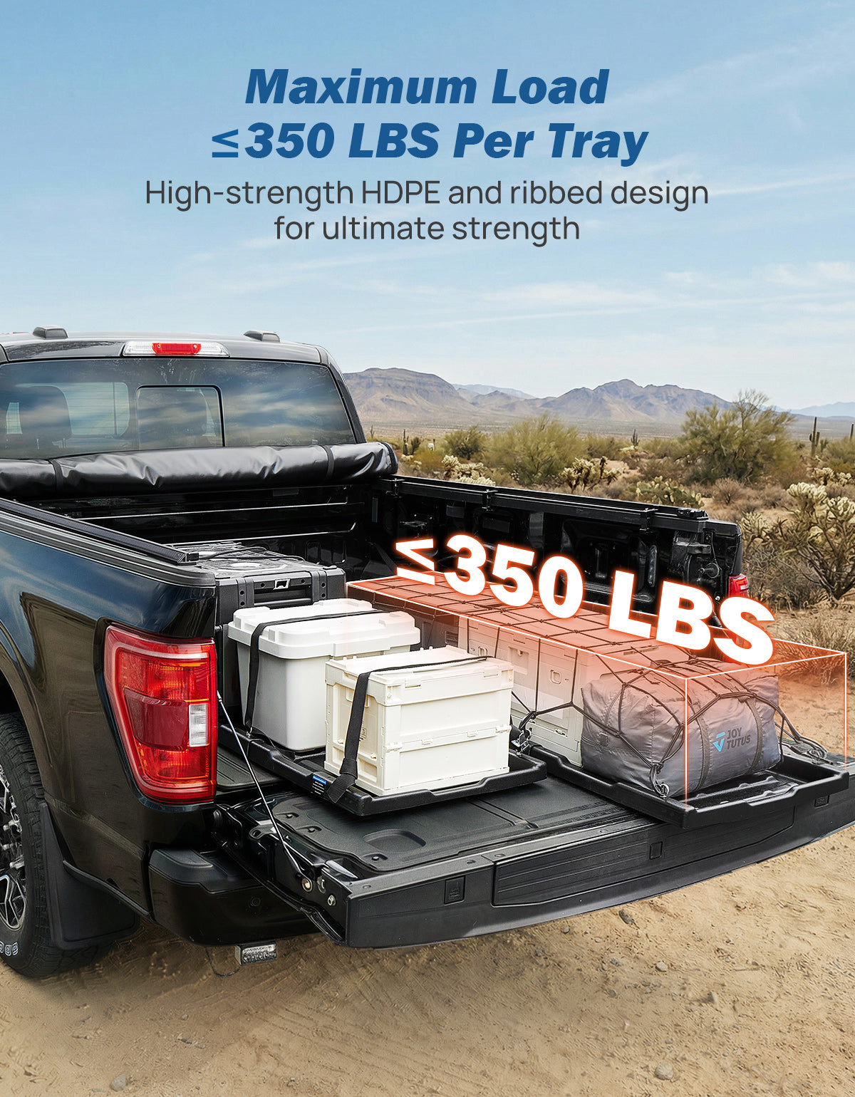 350LB Adjustable Slide-Out Truck Bed Organizer Tray