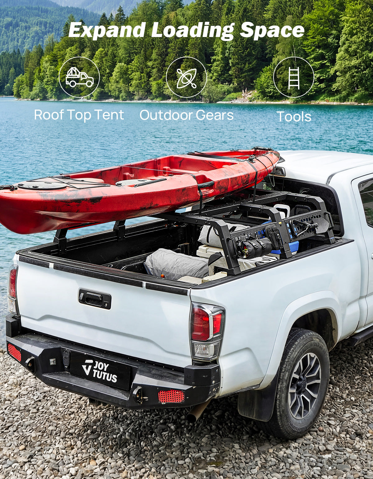 Modular Utility Rack for Mid-Size Trucks | 13.3" MOLLE Bed Rack for Tacoma, Frontier & Ranger