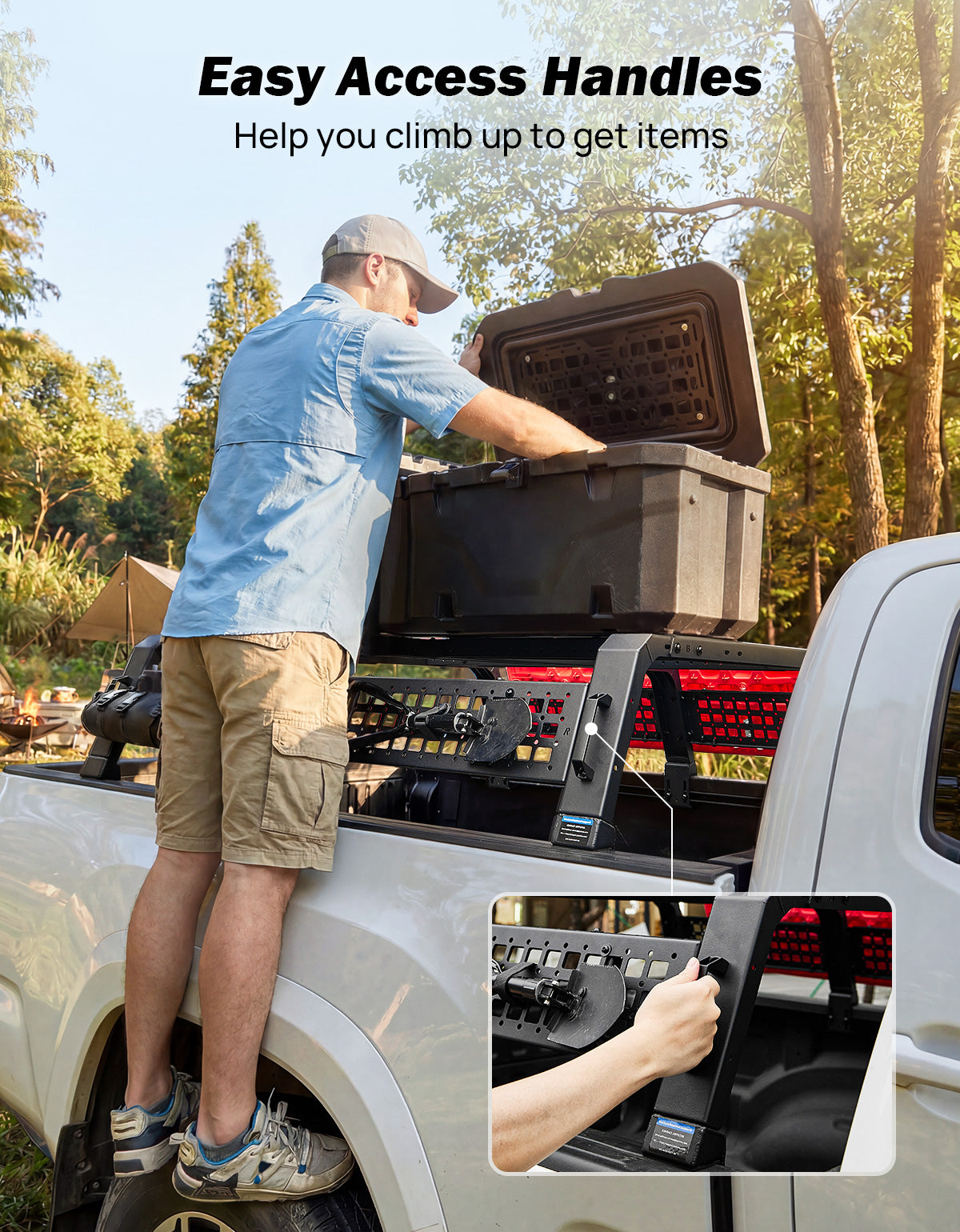 Modular Utility Rack for Mid-Size Trucks | 13.3" MOLLE Bed Rack for Tacoma, Frontier & Ranger
