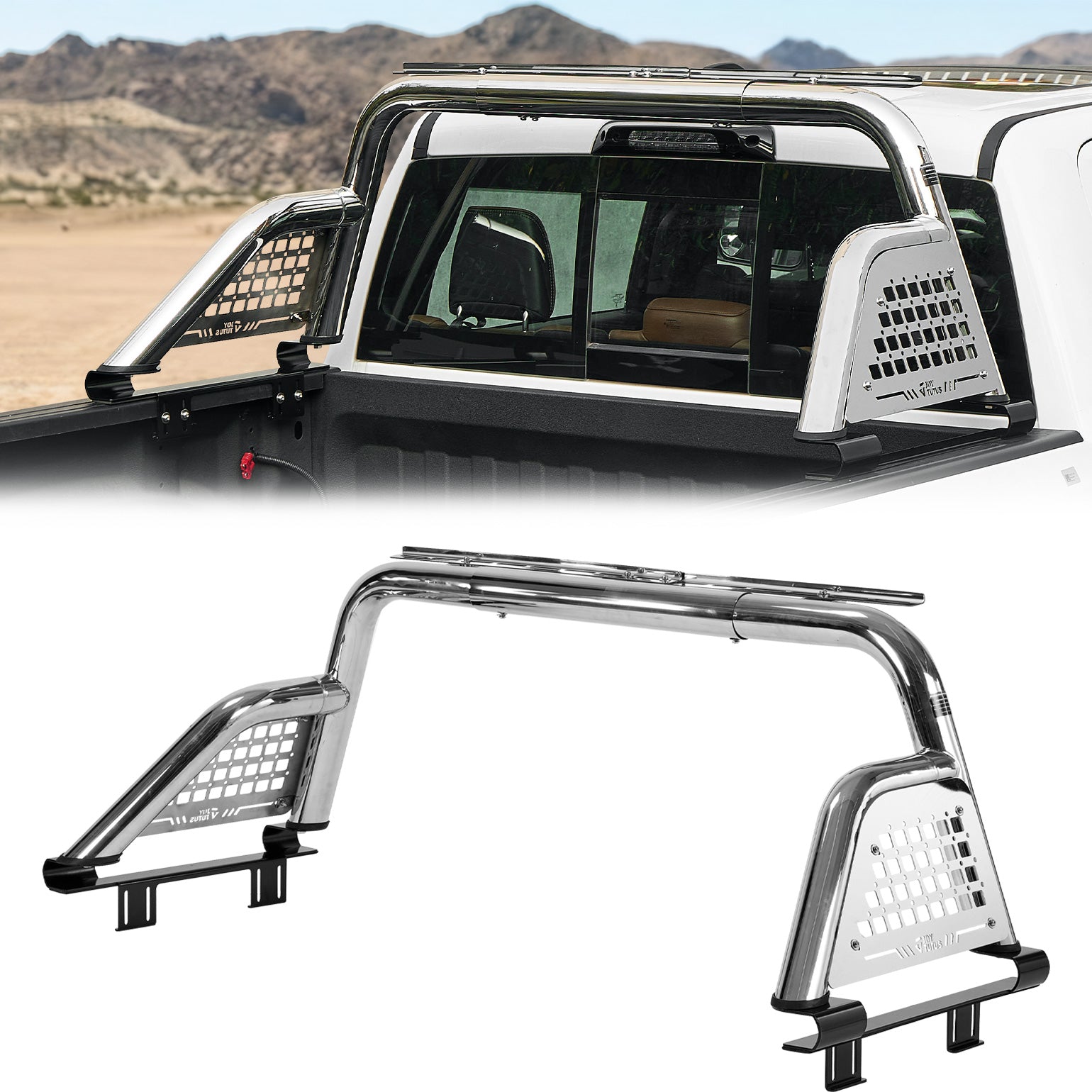 Stainless Steel Roll Bar for Full-Size Trucks – Compatible with F150, Silverado, Ram & Tundra