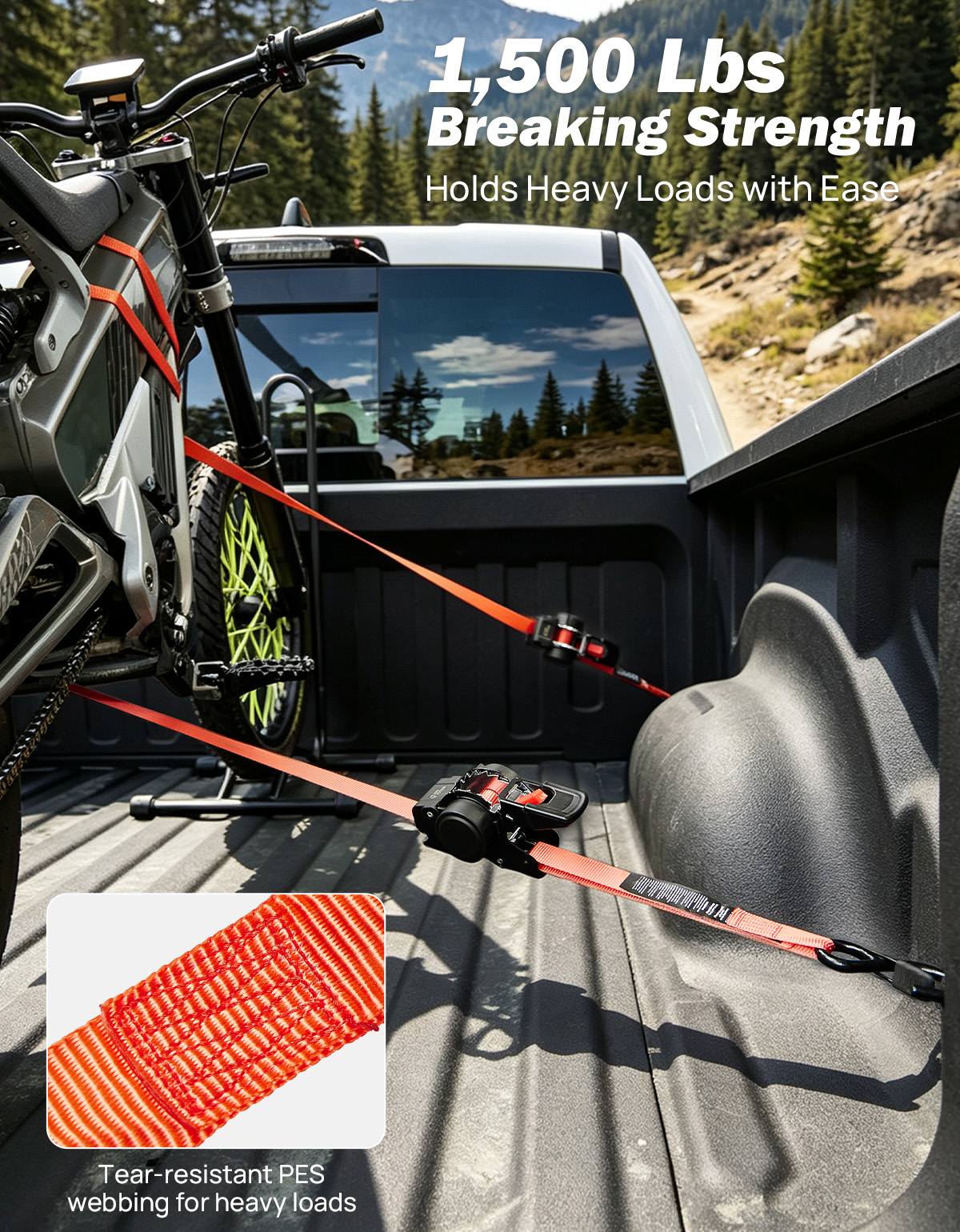Retractable Ratchet Straps, 1" x 10FT, 2-Pack with Closed S-Hooks & Soft Loops