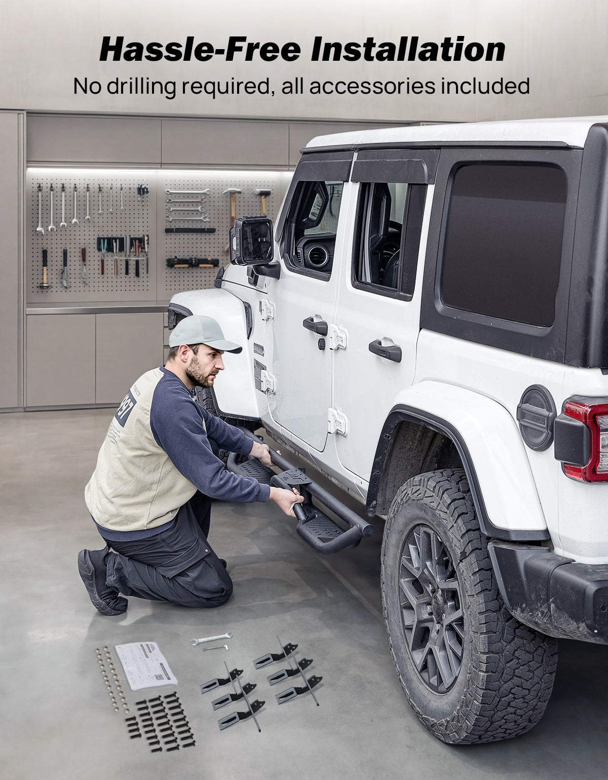Running Boards for Jeep Wrangler JL 4 Door 2018–2026 – 550LB Dual-Step Side Steps