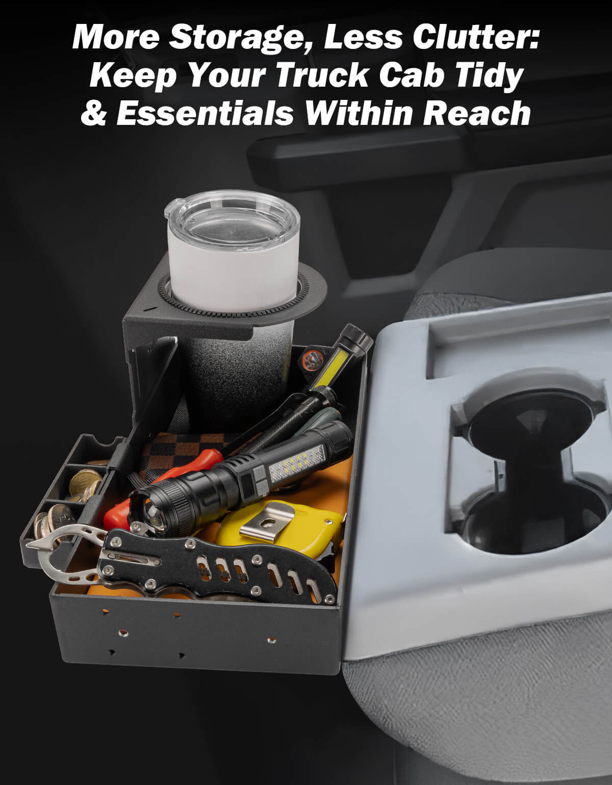 Aluminum Jump Seat Organizer for Ford F-150–F-650 Trucks 2011–2025