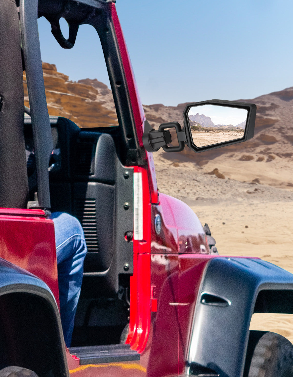 Wrangler Side Mirrors Doors Off Compatible with Wrangler JK TJ 1997-2018, No Vibrate & Wobble Side View Mirror with Black Orange Blue Red Inserts for Doors Off Driving(Not Fit JL)