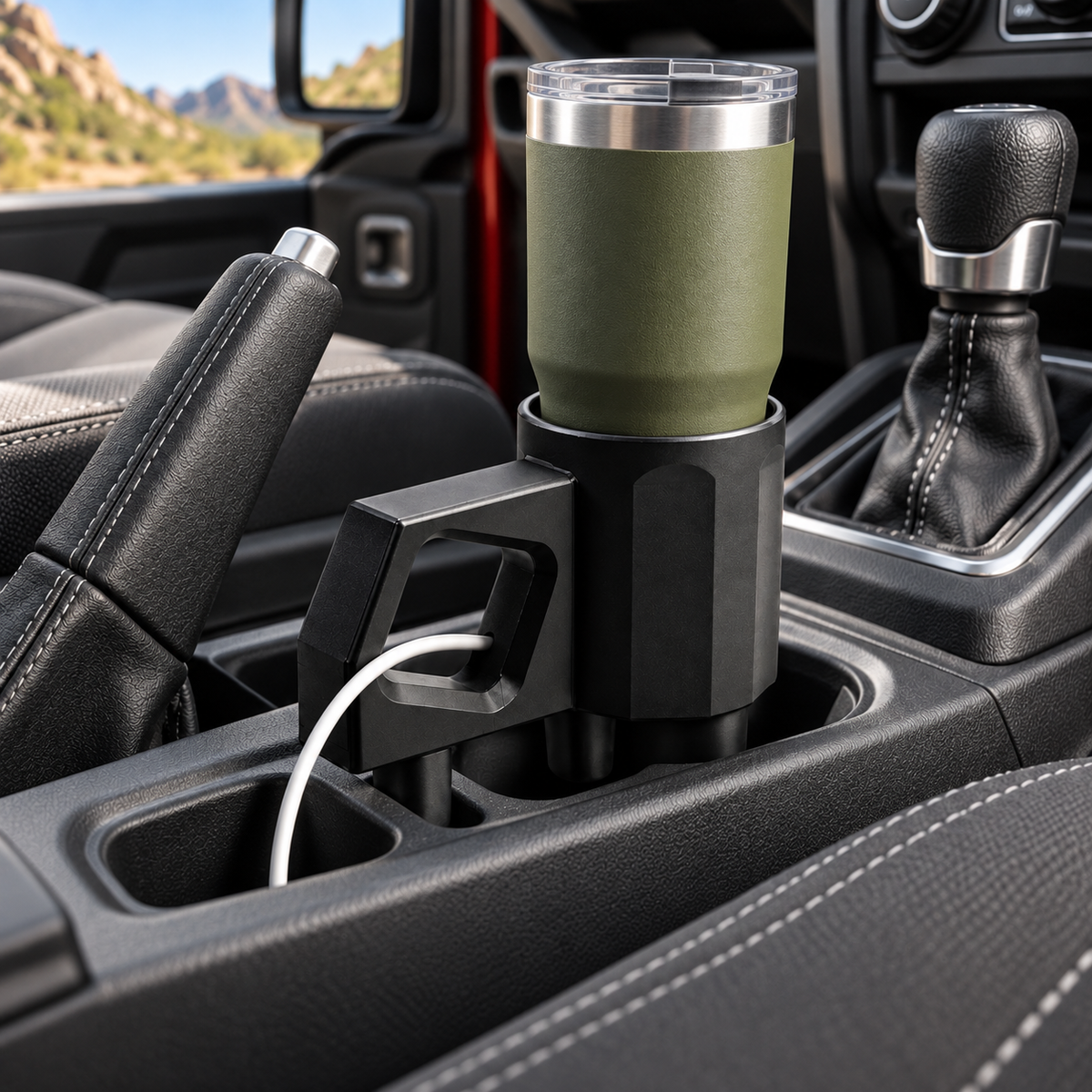 2-in-1 Cup Holder for Jeep Wrangler JL & Gladiator, Fits 18–40 oz Bottles