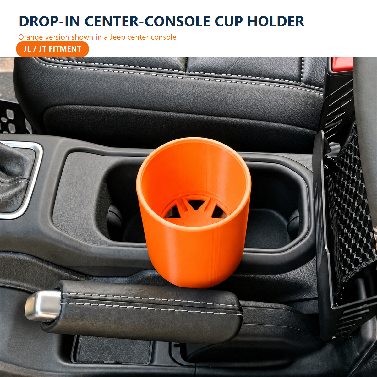 2-in-1 Cup Holder for Jeep Wrangler JL & Gladiator, Fits 18–40 oz Bottles
