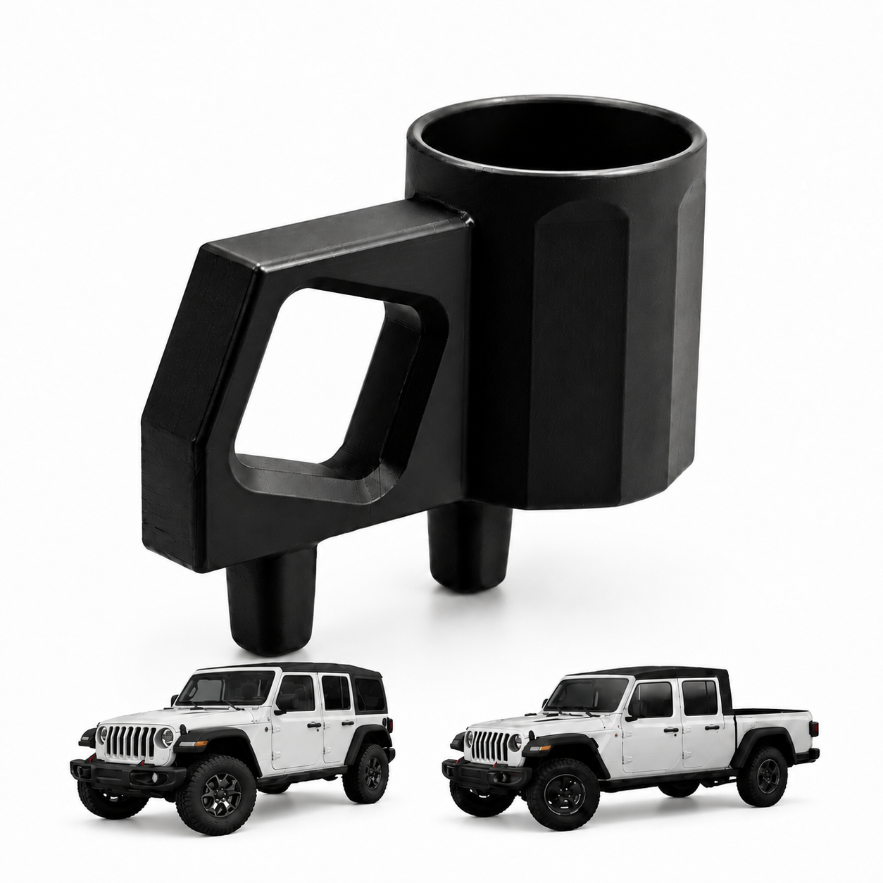 2-in-1 Cup Holder for Jeep Wrangler JL & Gladiator, Fits 18–40 oz Bottles