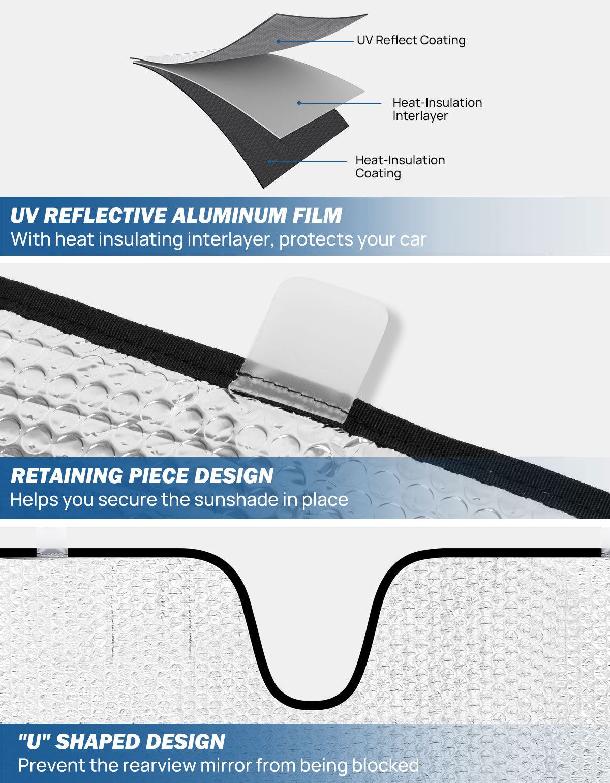 Windshield Sun Shade for Tacoma 2016–2023 Foldable UV Heat Blocker