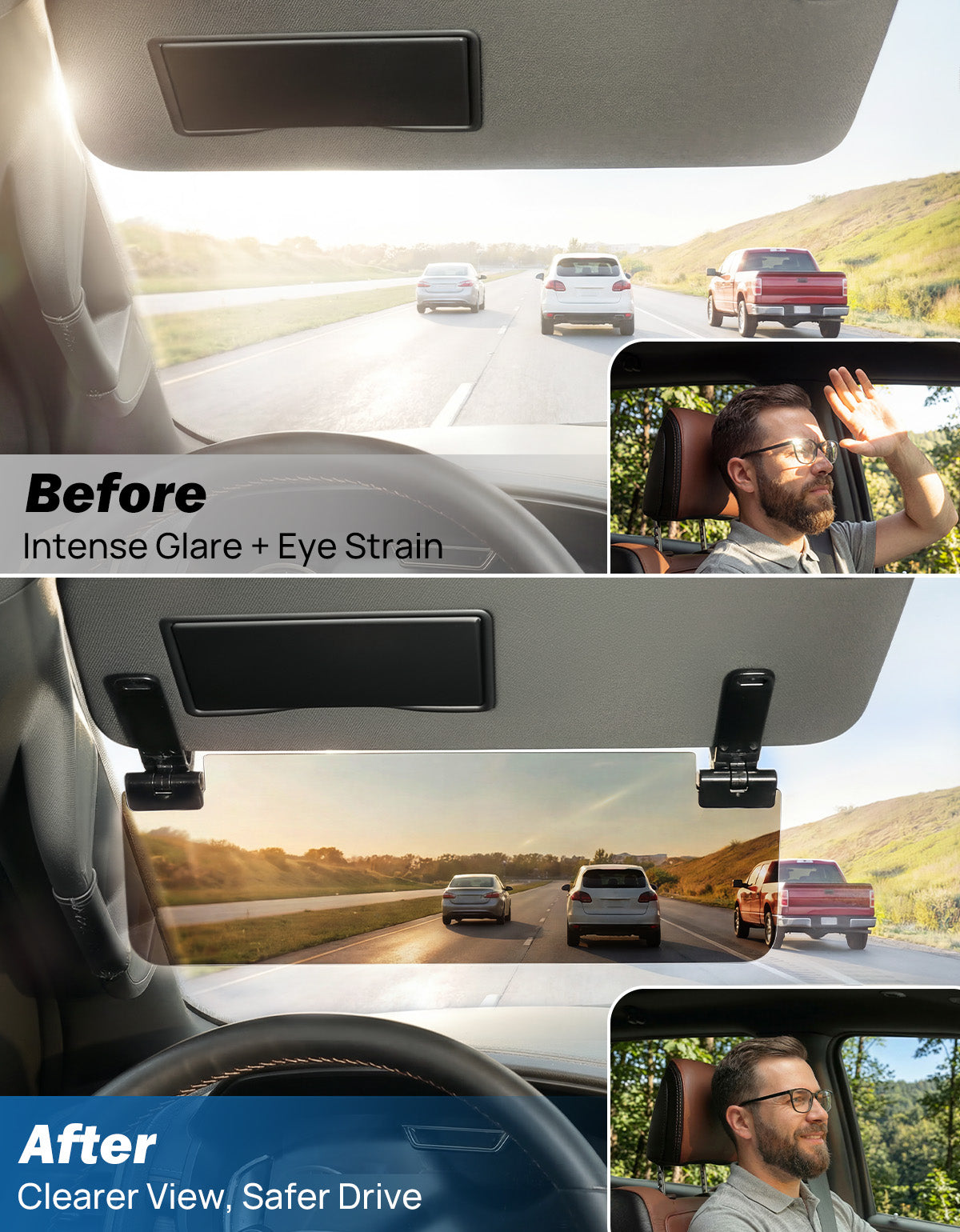 Large Polarized Sun Visor Extender for SUVs & Trucks