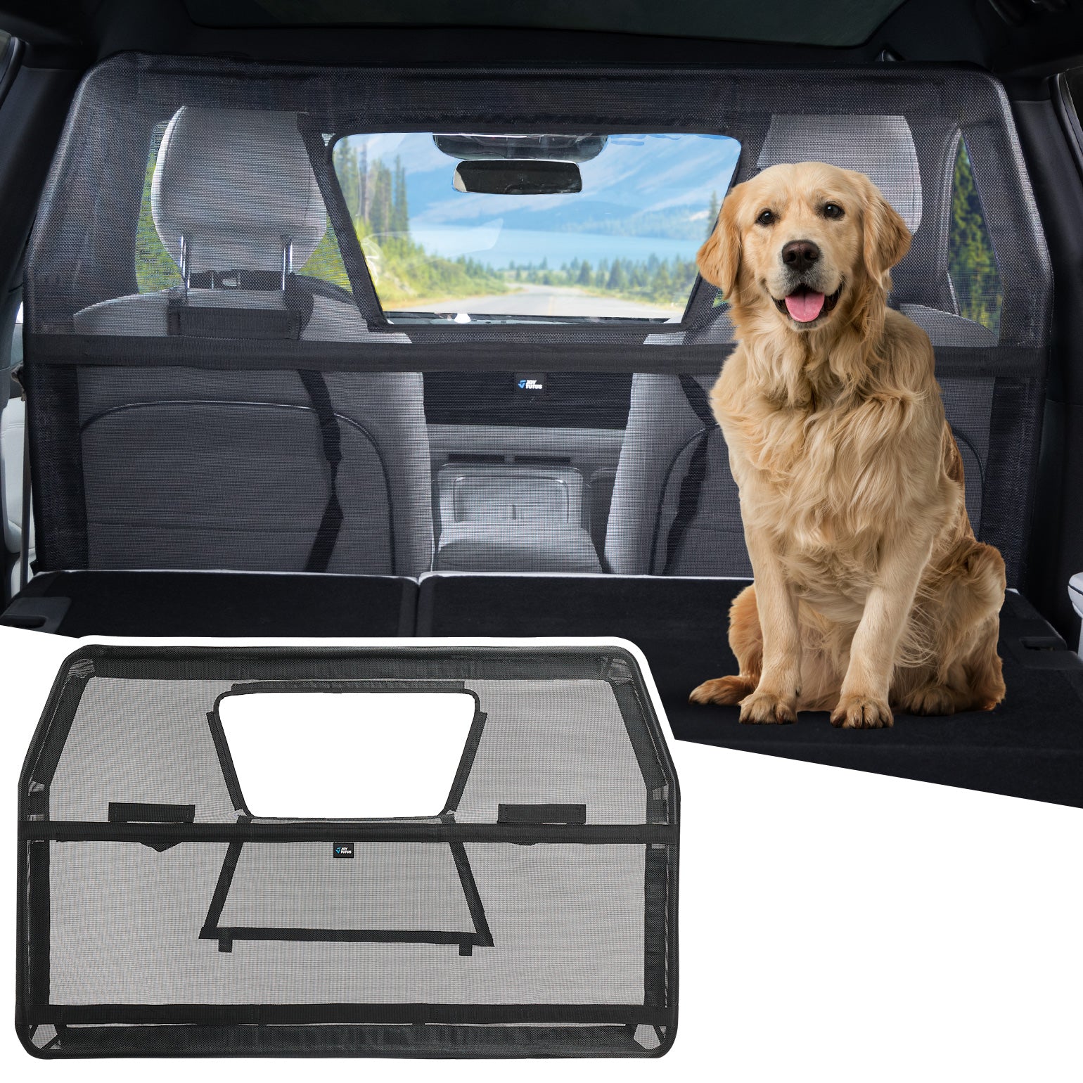 Wide Dog Car Barrier for Vehicles - Black