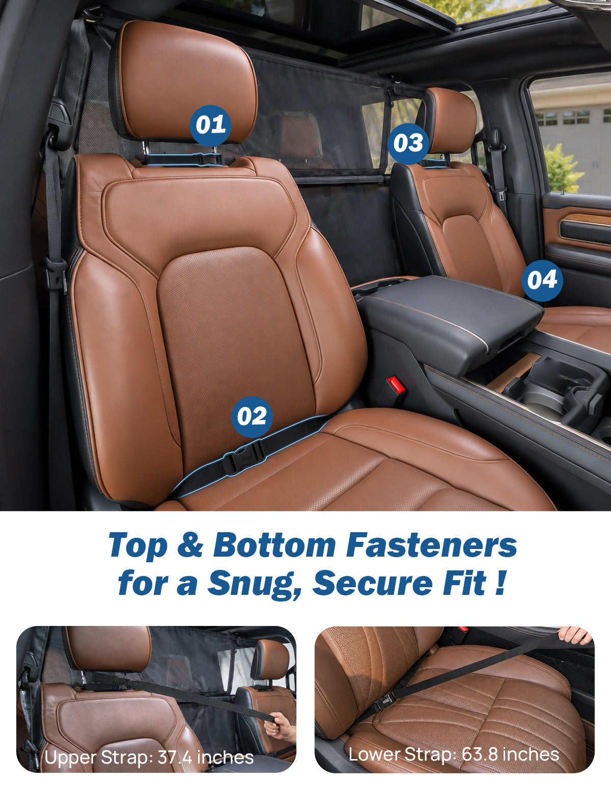 2026 Upgraded Dog Car Barrier with Zippered Mesh Window