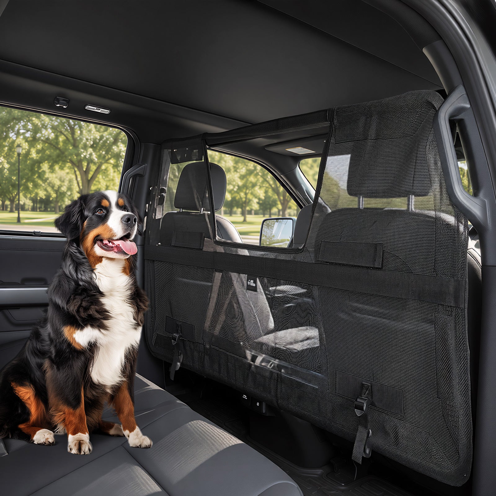 2026 Upgraded Dog Car Barrier with Zippered Mesh Window