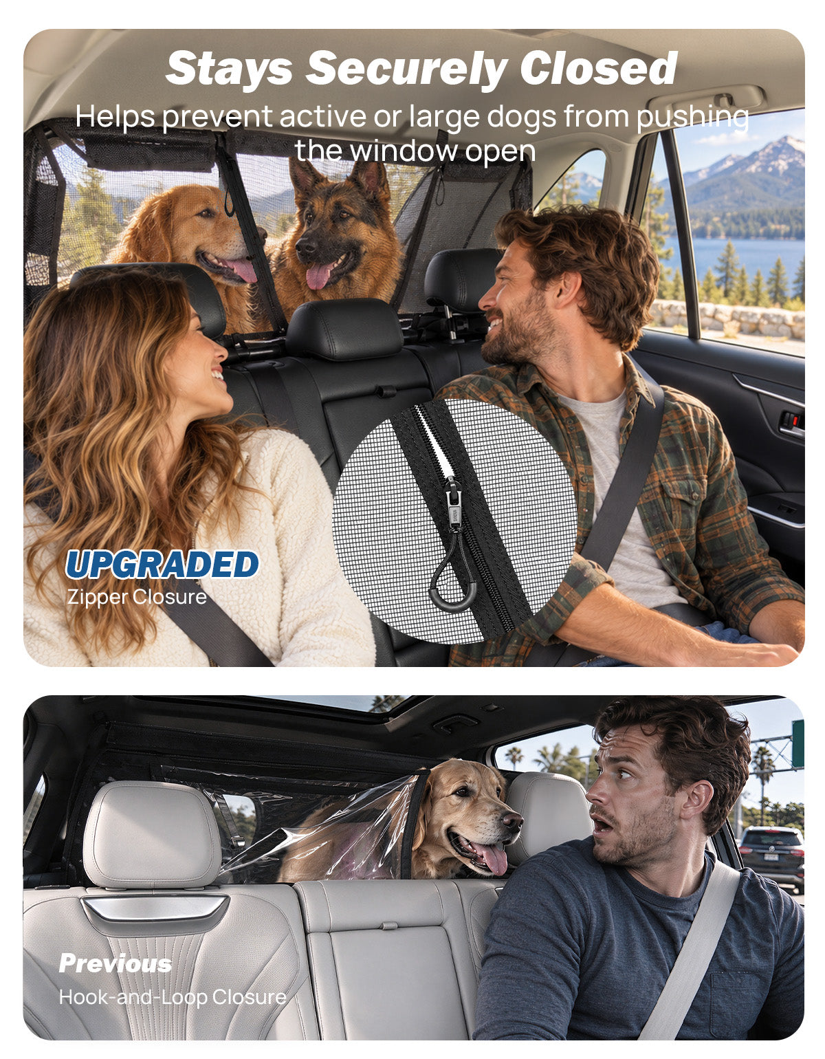 2026 Upgraded Dog Car Barrier with Zippered Mesh Window