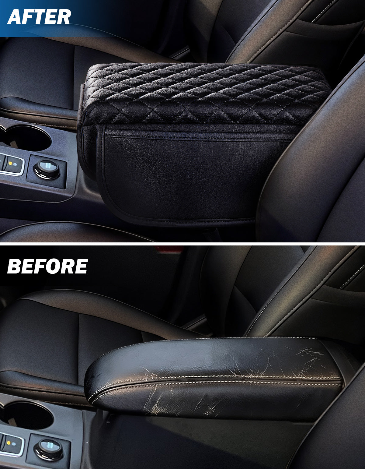 Ford Bronco (2021–2026) Center Console Armrest Cover – Leather with Side Pockets