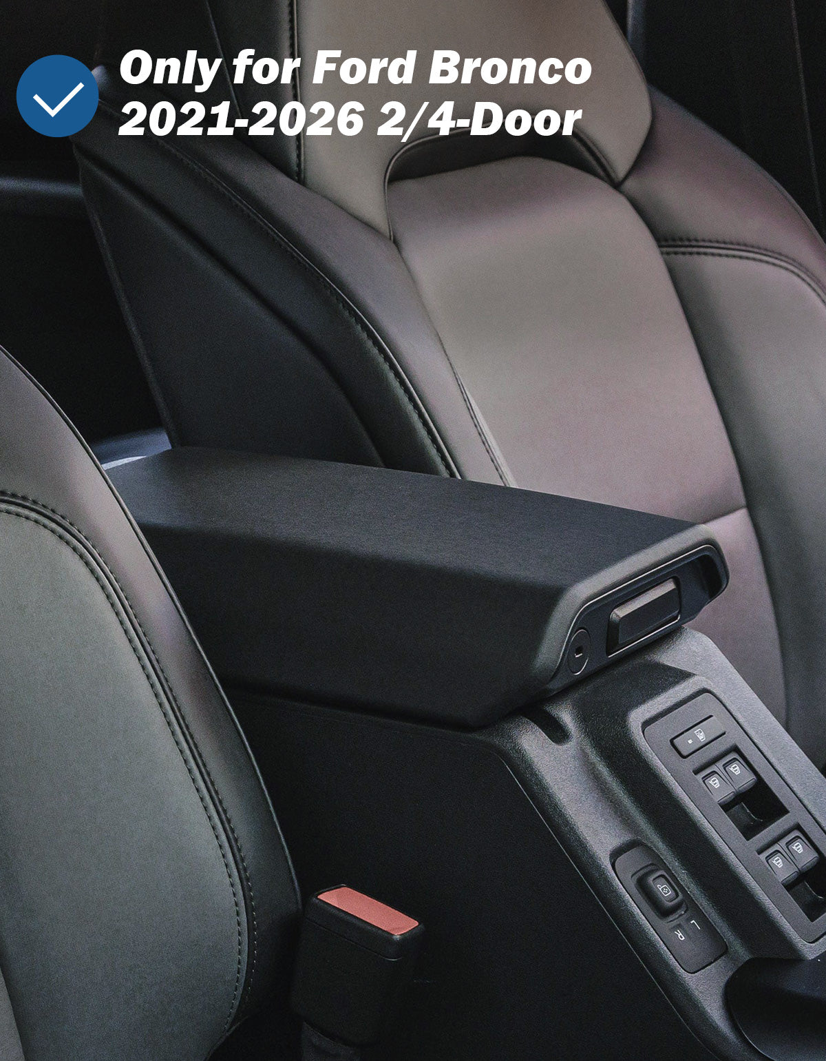 Ford Bronco (2021–2026) Center Console Armrest Cover – Leather with Side Pockets