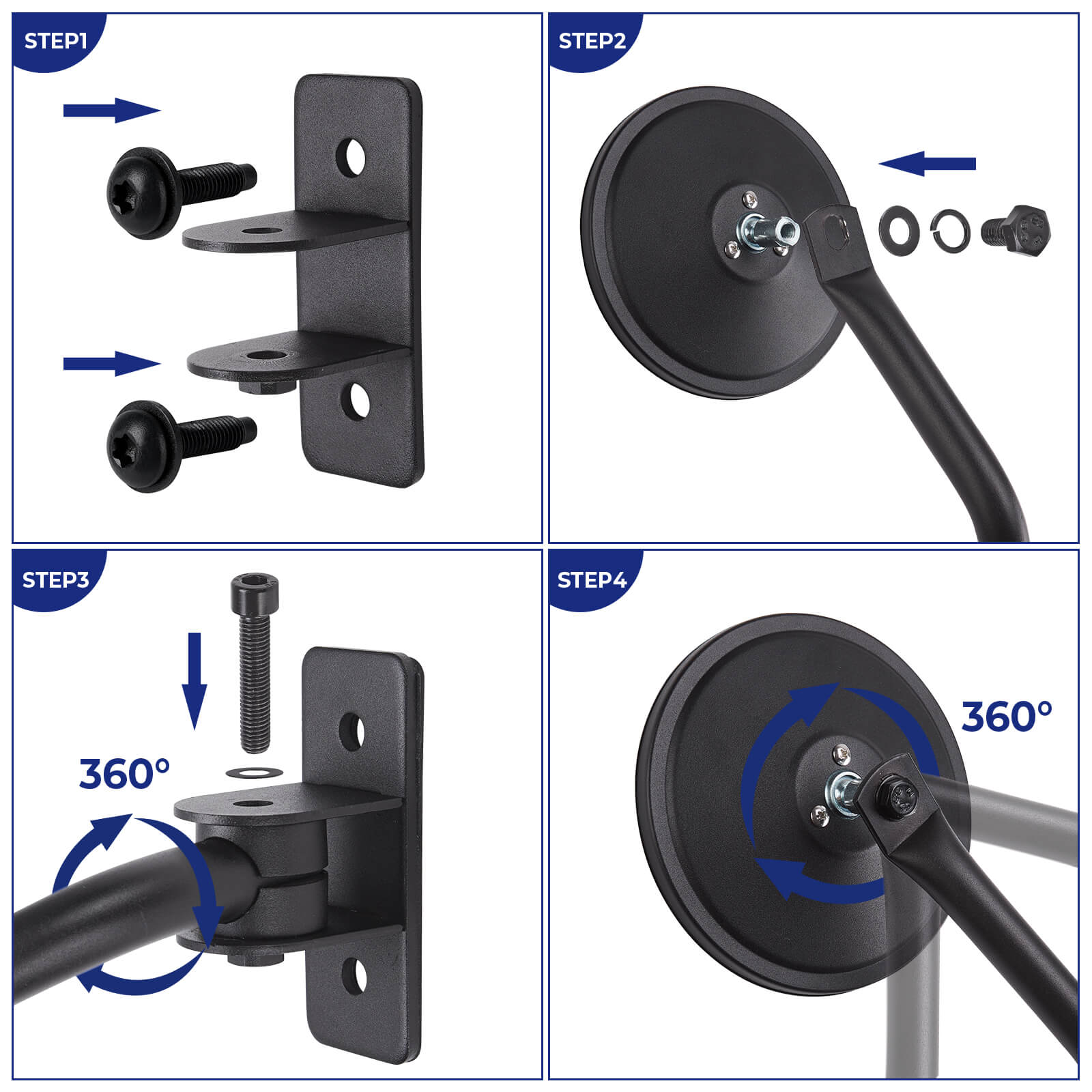 Upgraded Round Doors-Off Mirrors for Wrangler JK/JKU/TJ 1997–2018