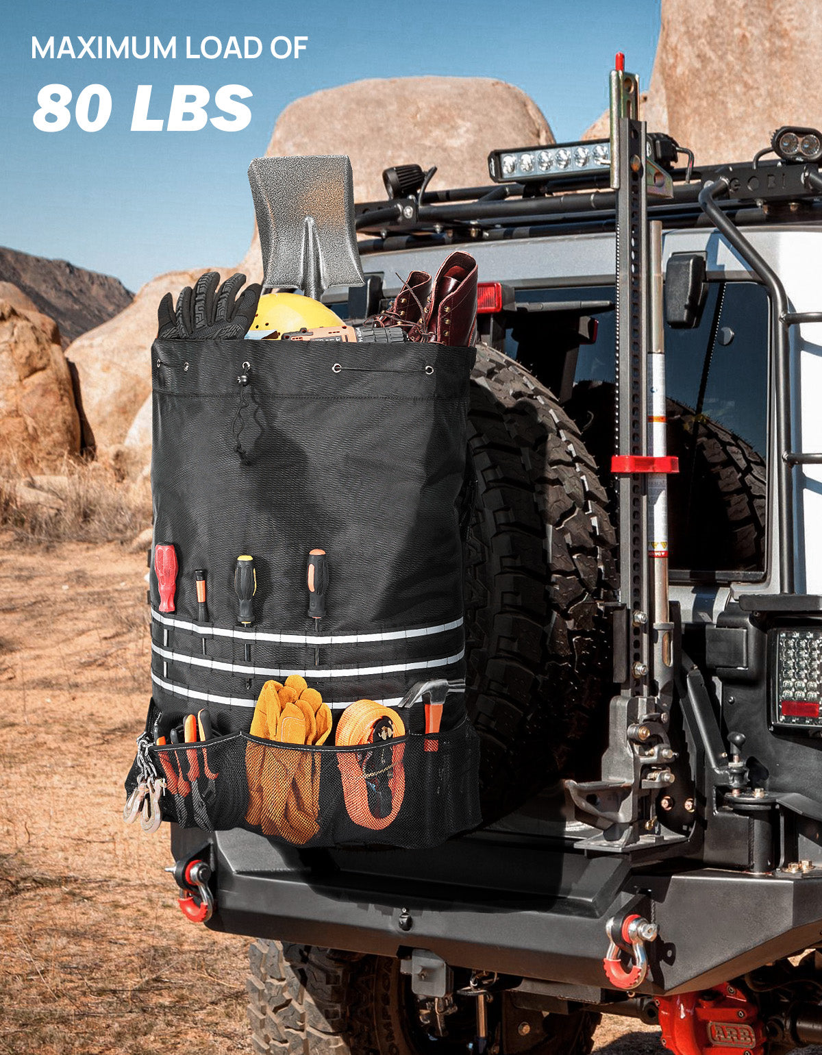 Larger Capacity Cargo Spare Tire Bag fitment for Tires from 30’’ to 40''