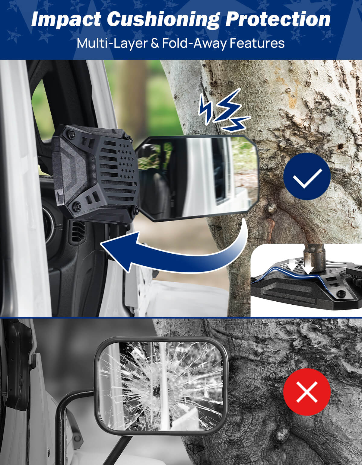 Doors Off Mirrors Fit for Wrangler JL/JLU 2018-23 & Gladiator JT 2020-23