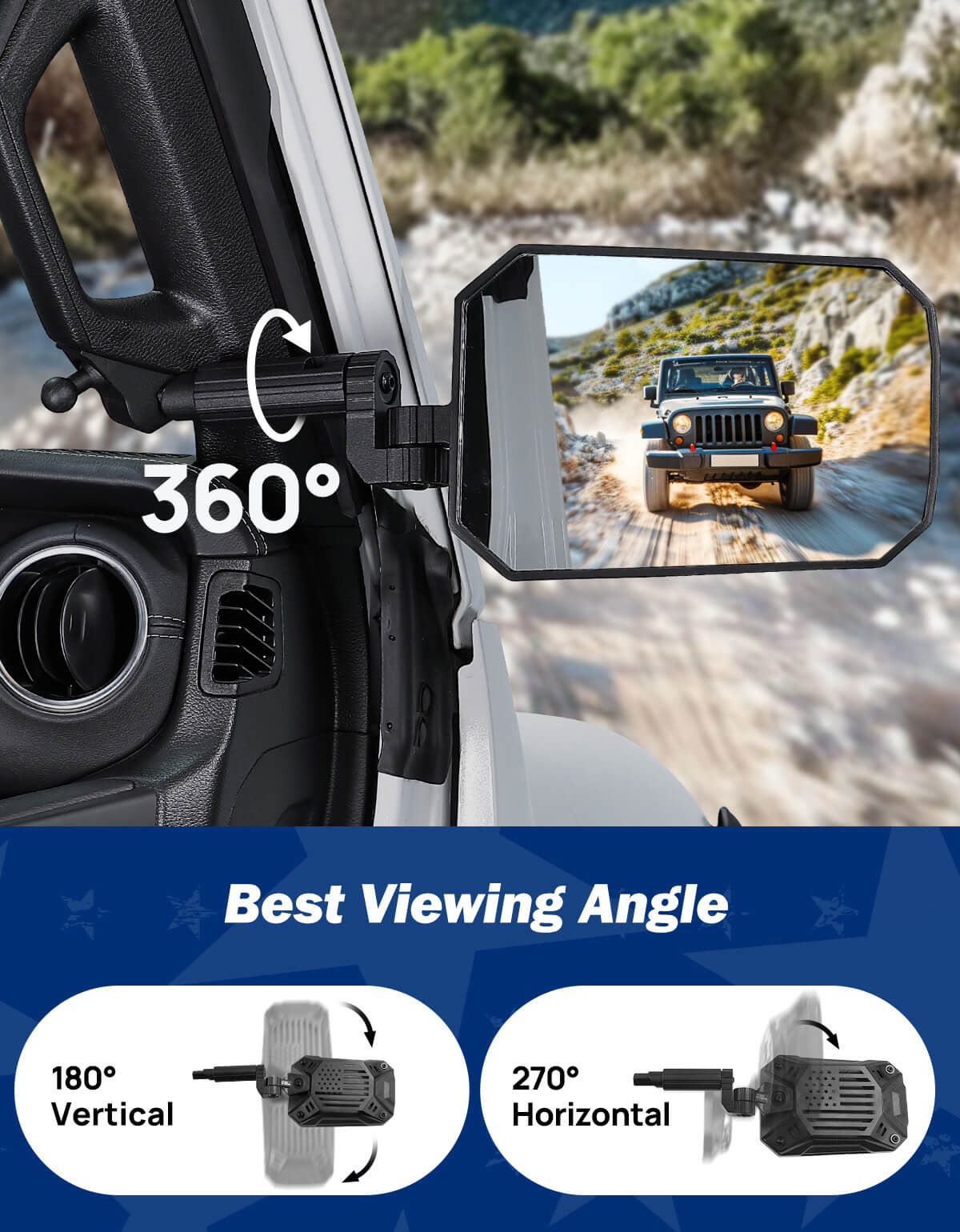 Doors Off Mirrors Fit for Wrangler JL/JLU 2018-23 & Gladiator JT 2020-23