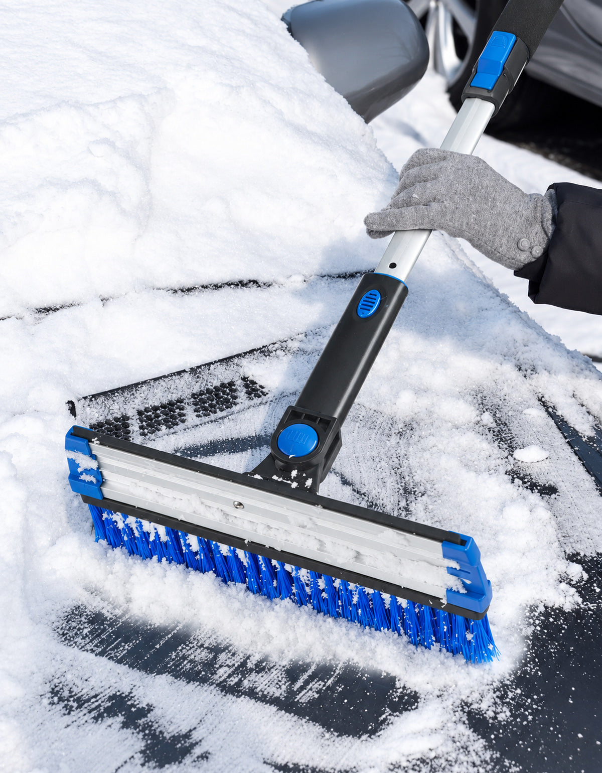 Extendable Snow Brush and Ice Scraper, 270° Pivoting Snow Scraper Brush for Car Windshield