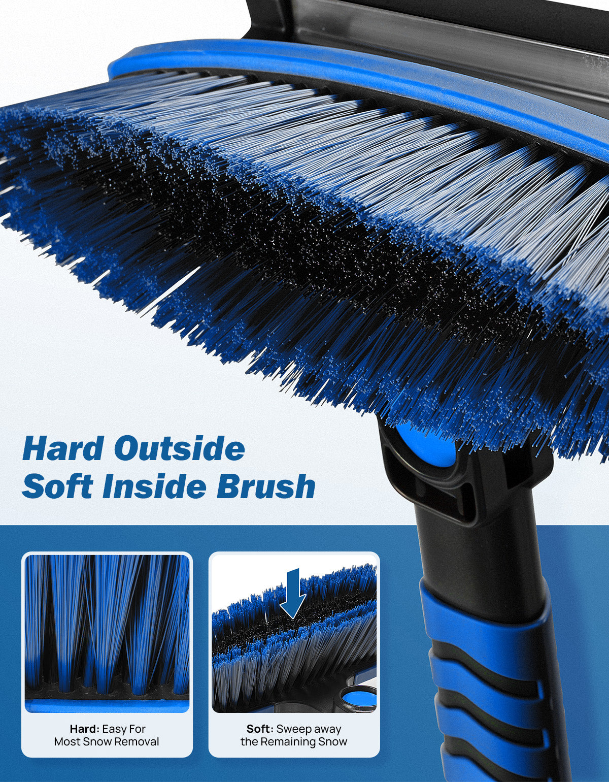41.5″ Extendable Snow Brush and Ice Scraper, 270° Pivoting Snow Scraper Brush for Car Windshield