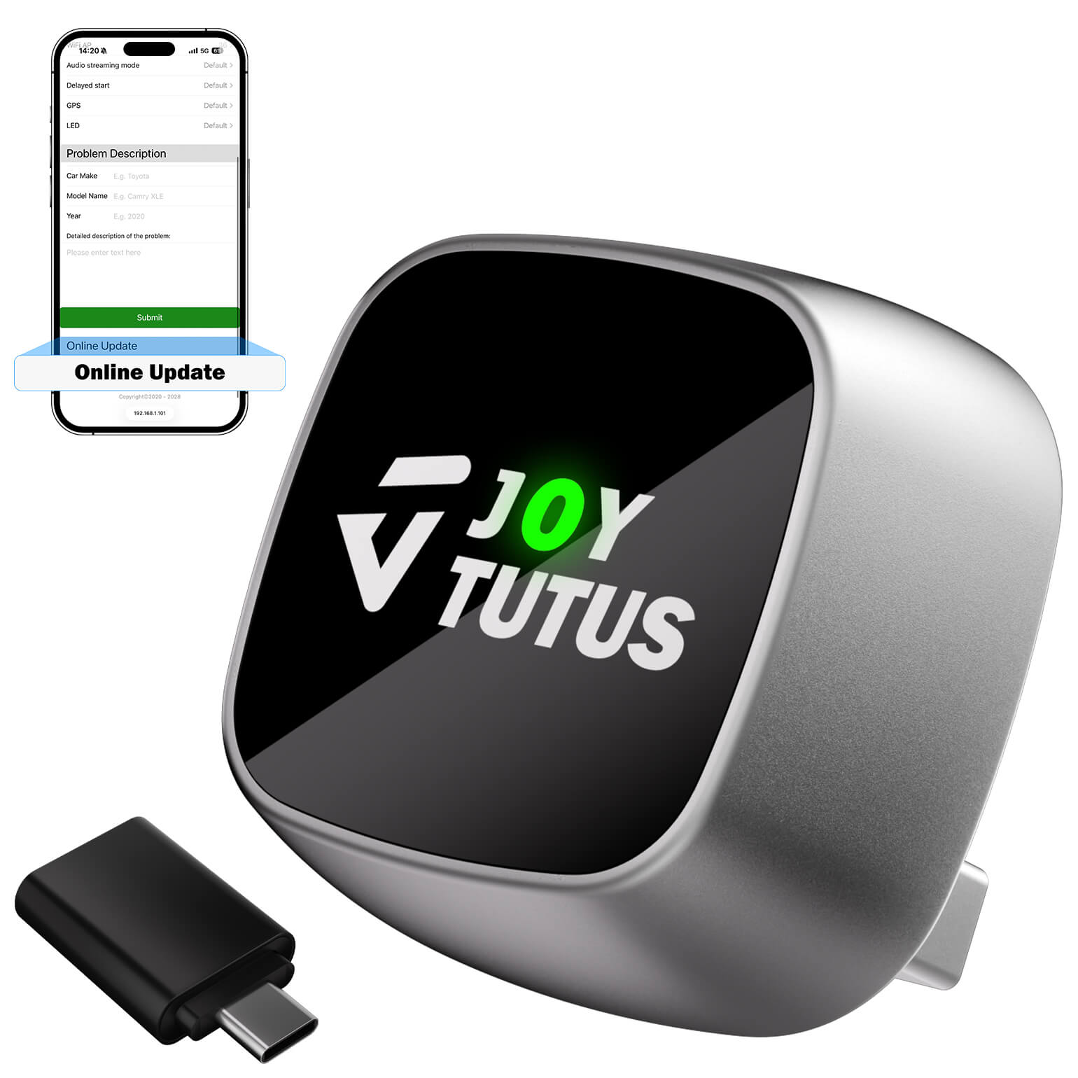 Wireless CarPlay Adapter USB-C, Wired to Wireless for iPhone & Android