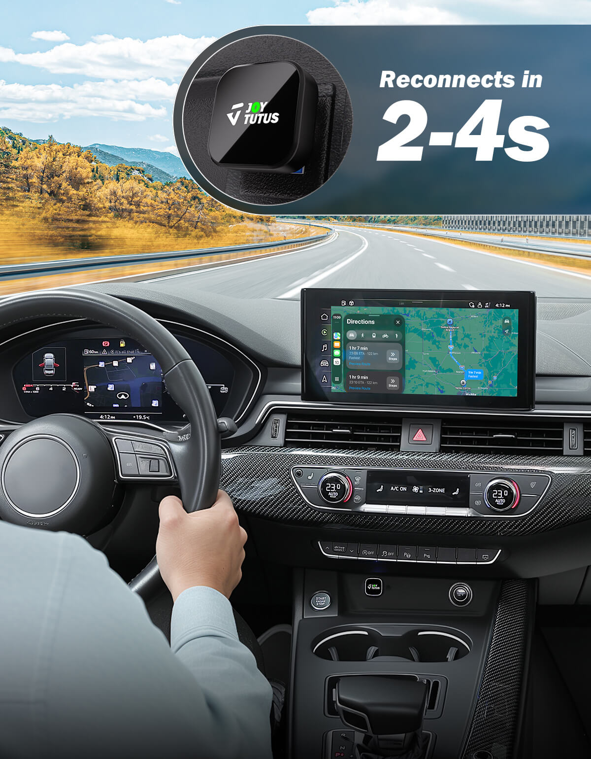 Wireless CarPlay Adapter USB-C, Wired to Wireless for iPhone & Android