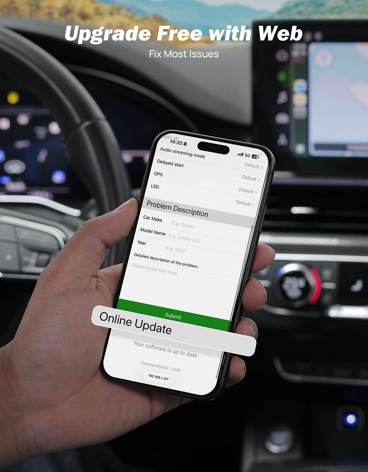 Wireless CarPlay Adapter USB-C, Wired to Wireless for iPhone & Android