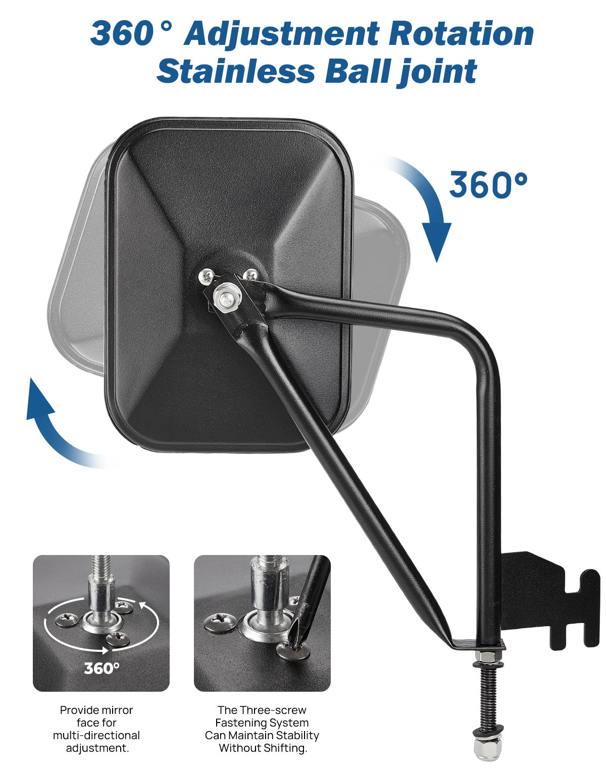 JOYTUTUS Doors Off Mirrors for Wrangler JK/JL & Gladiator JT 2007–2025