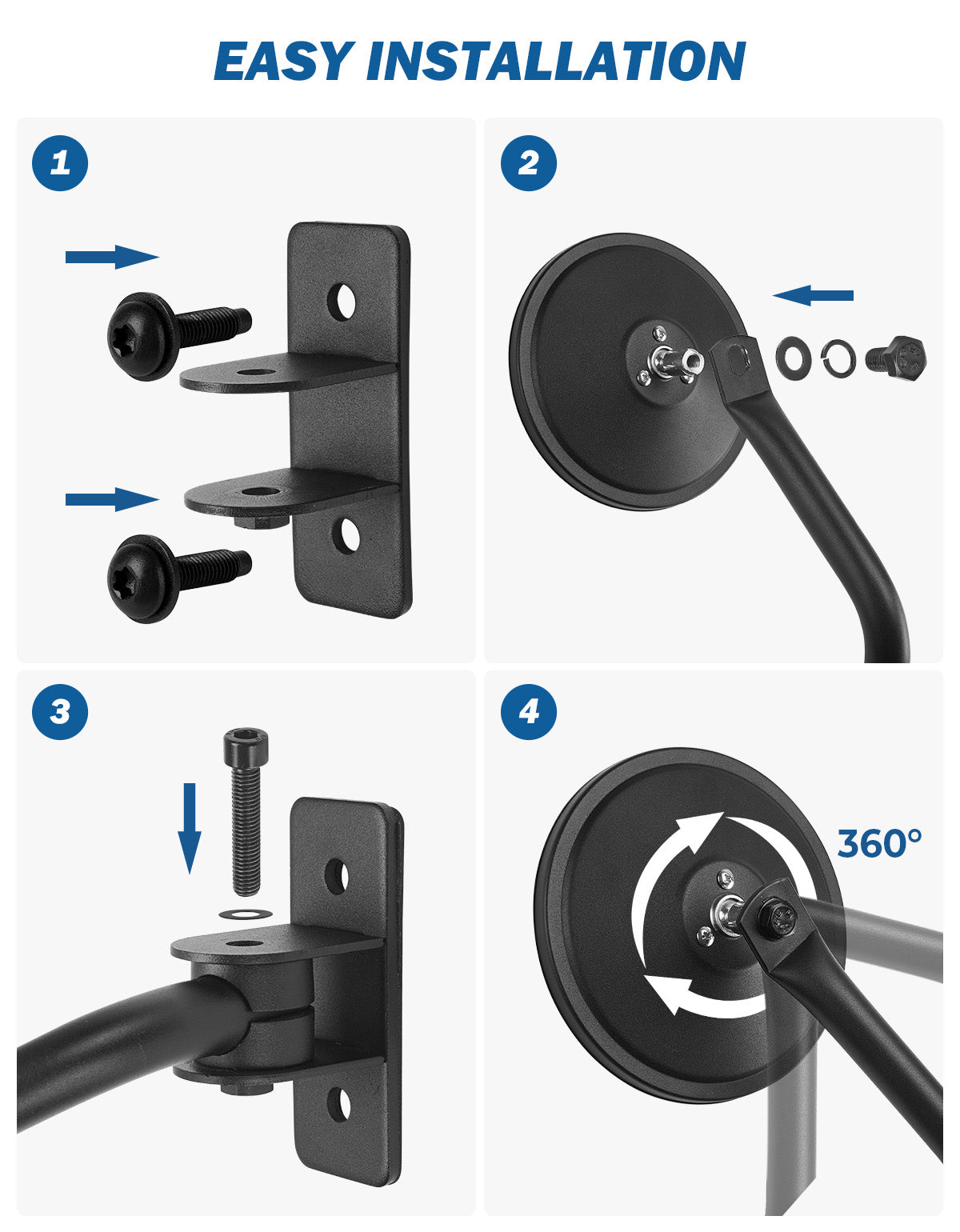 Round Doors-Off Side Mirrors for Wrangler TJ & JK JKU 1997–2018