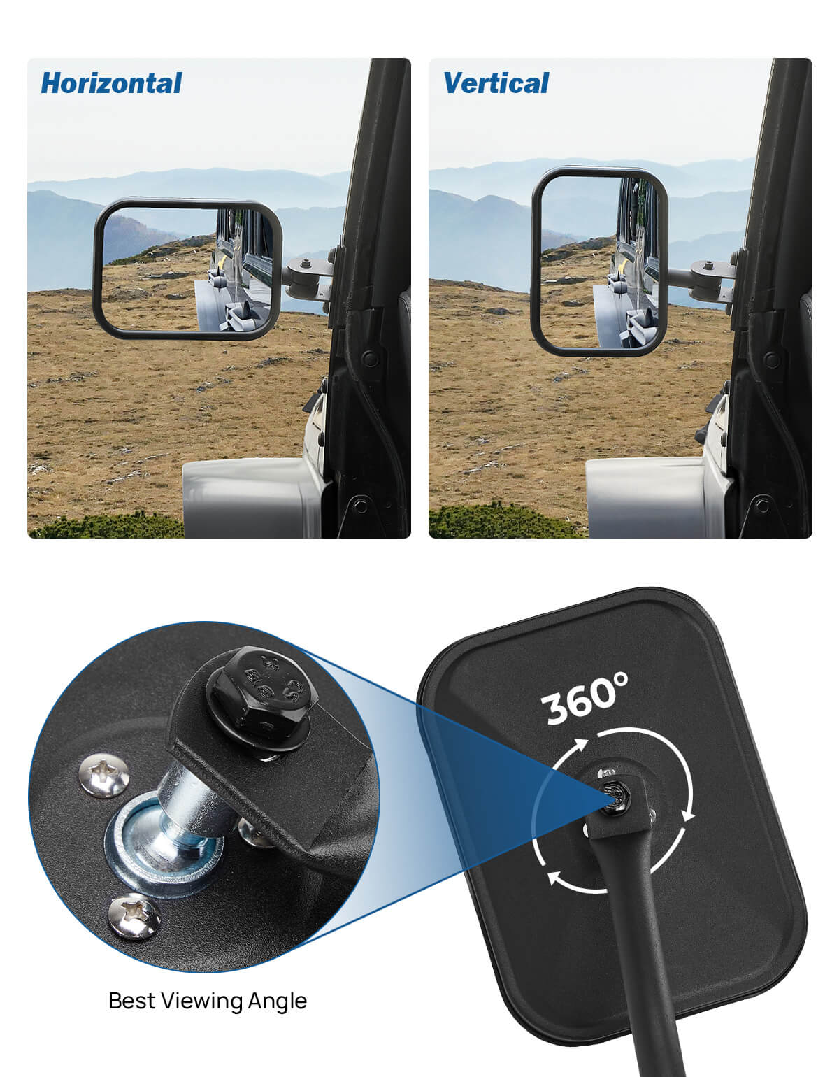 Doors Off Mirrors for Wrangler TJ JK JKU 1997–2018