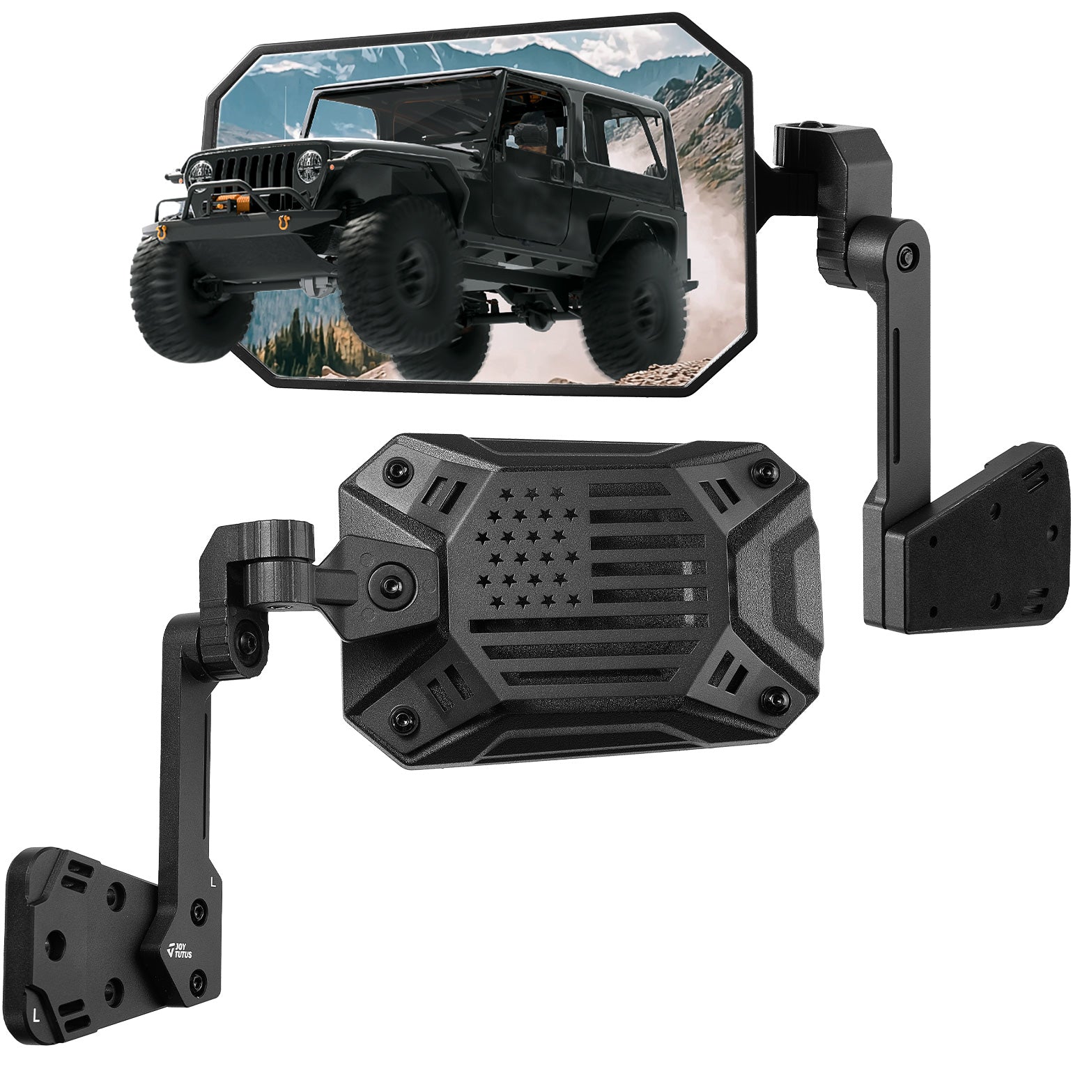 Wrangler Side Mirrors Replacement for YJ/TJ 1987-2006, US Flag Pattern, Wider View & No Vibration